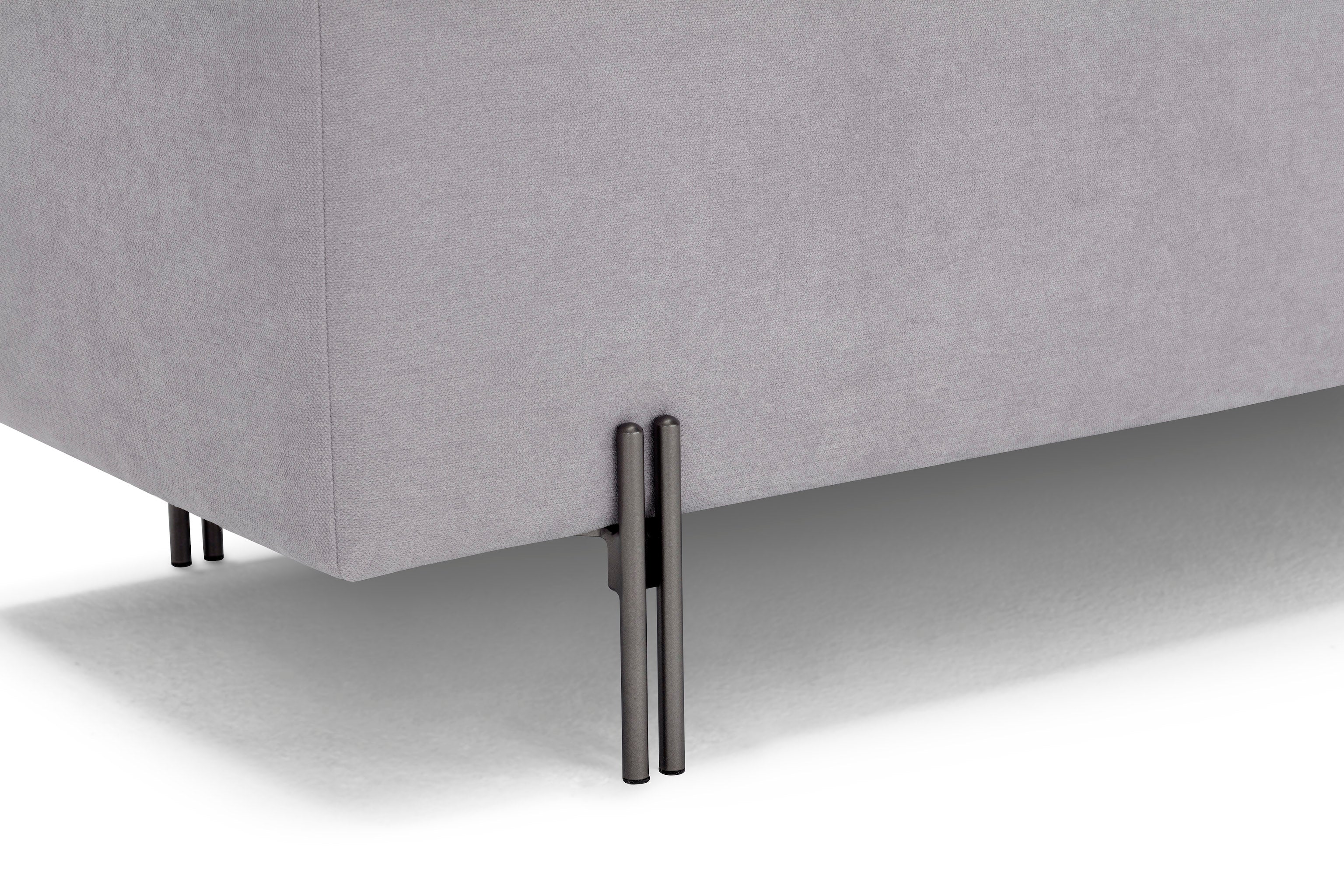 Banc CARAMAGNA 110x45 cm rangement Made in Italy matelassé en tissu chenille gris clair