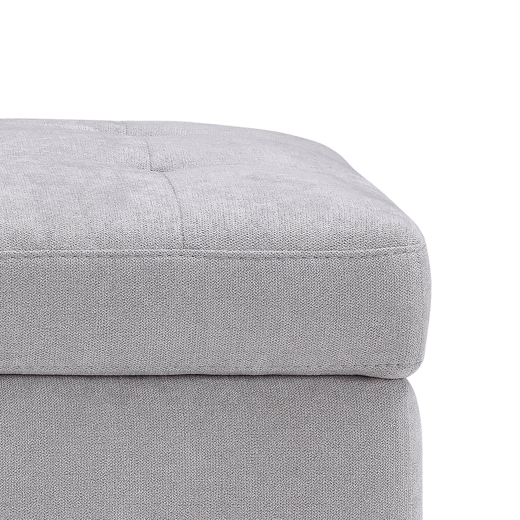 Banc CARAMAGNA 110x45 cm rangement Made in Italy matelassé en tissu chenille gris clair