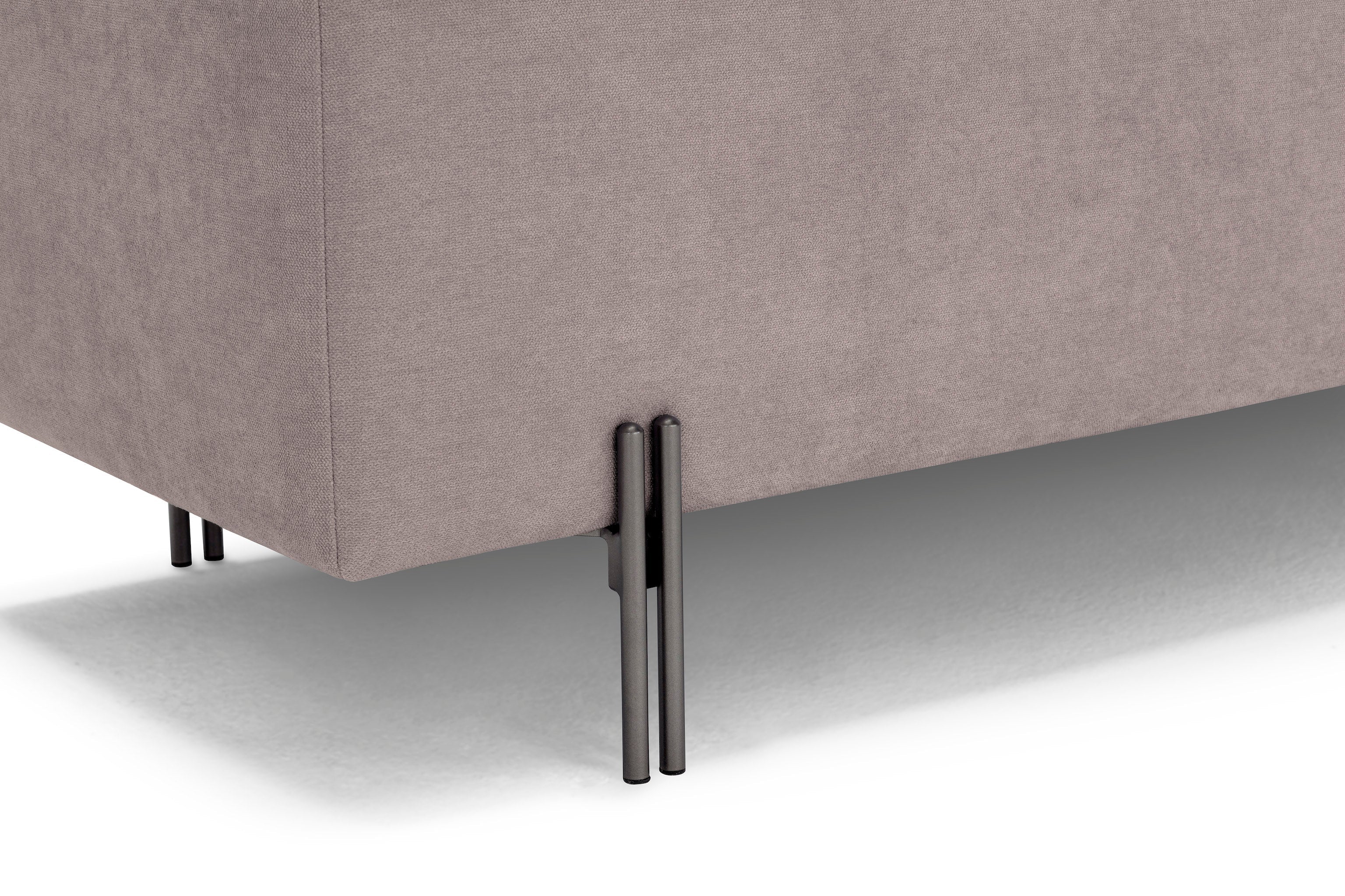 Banc CARAMAGNA 110x45 cm rangement Made in Italy matelassé en tissu chenille gris tourterelle