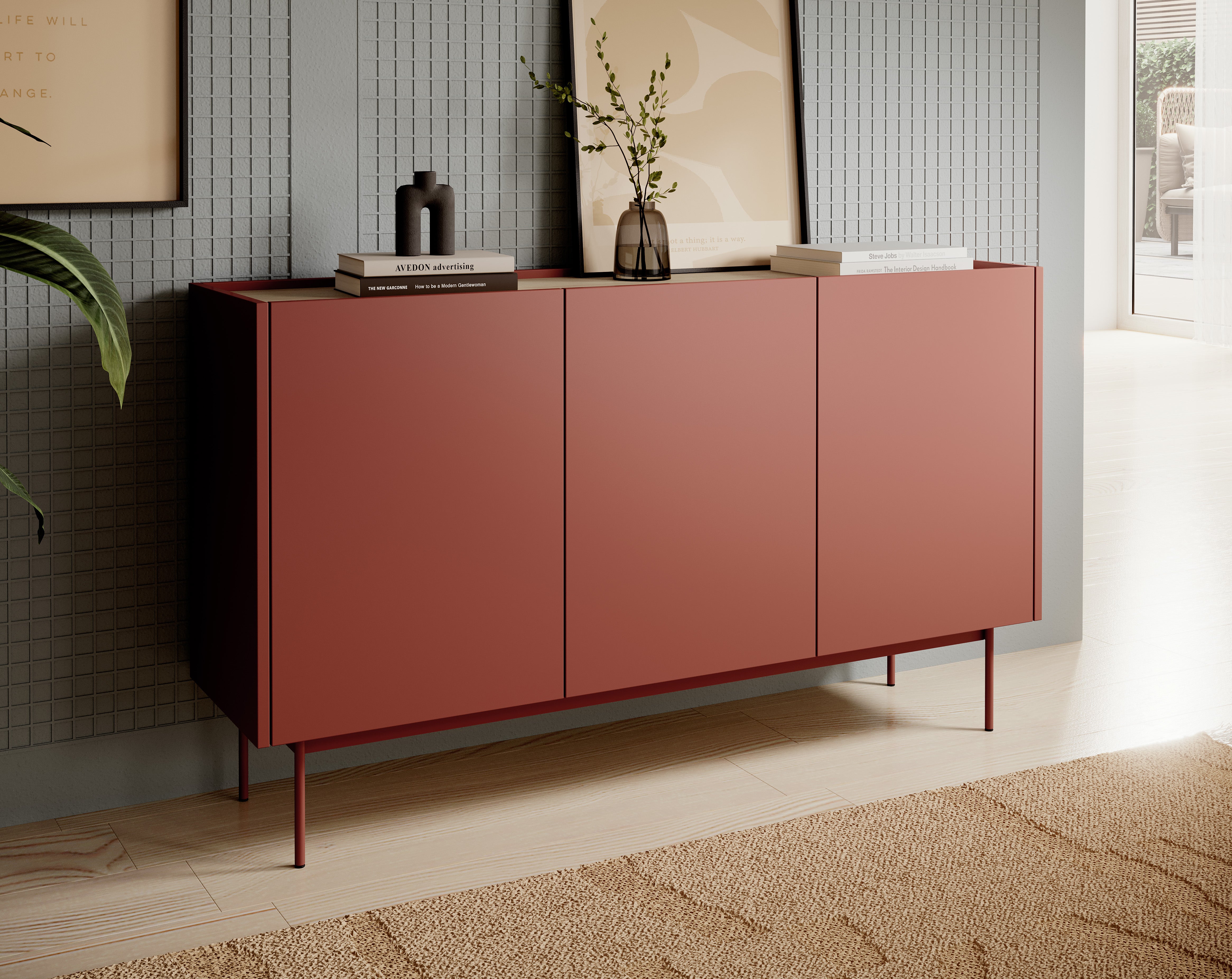 Buffet 3 portes en bois laminé Lago 144x83 cm