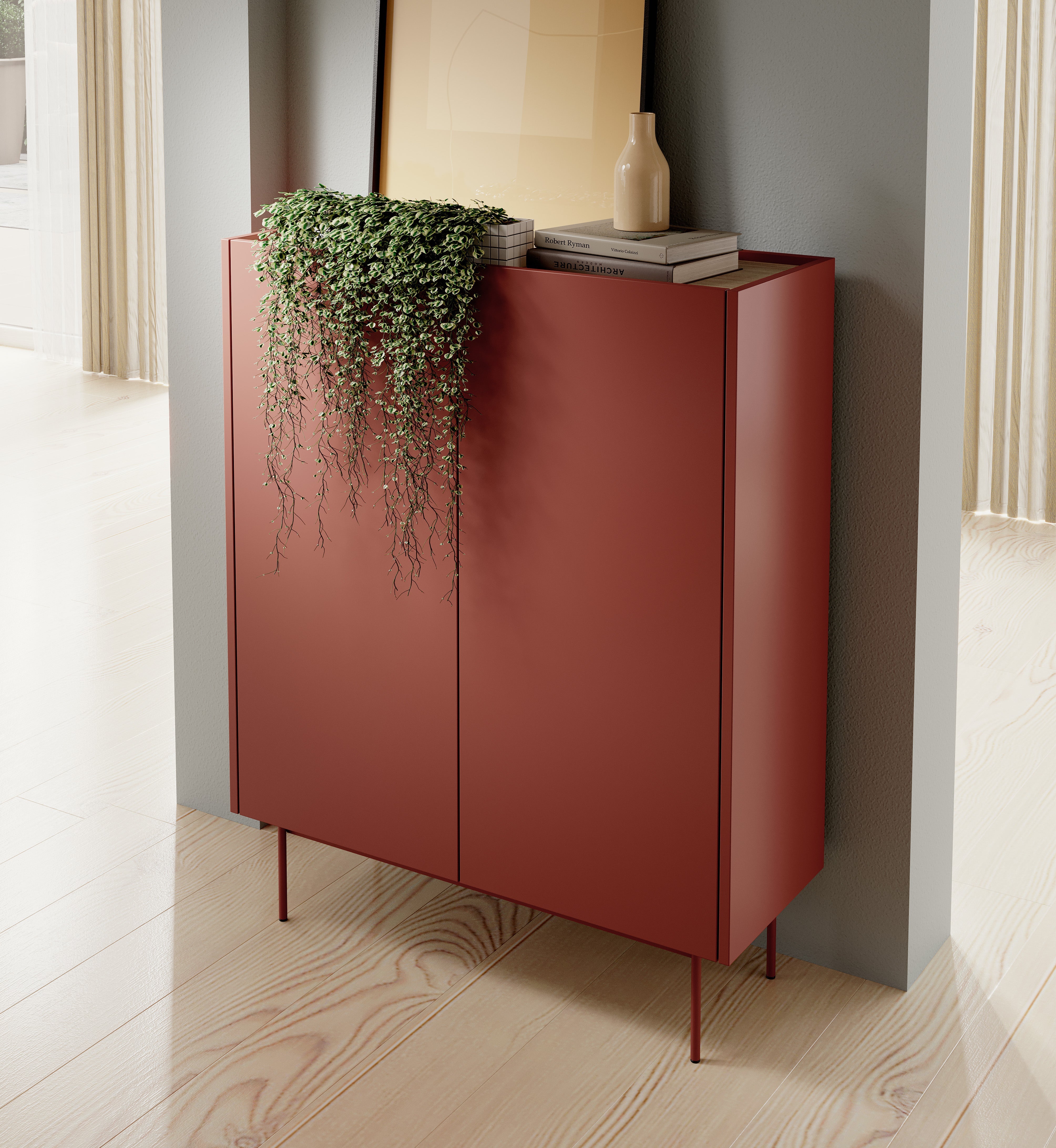 Credenza alta 2 ante in legno laminato Lago 97x122 cm