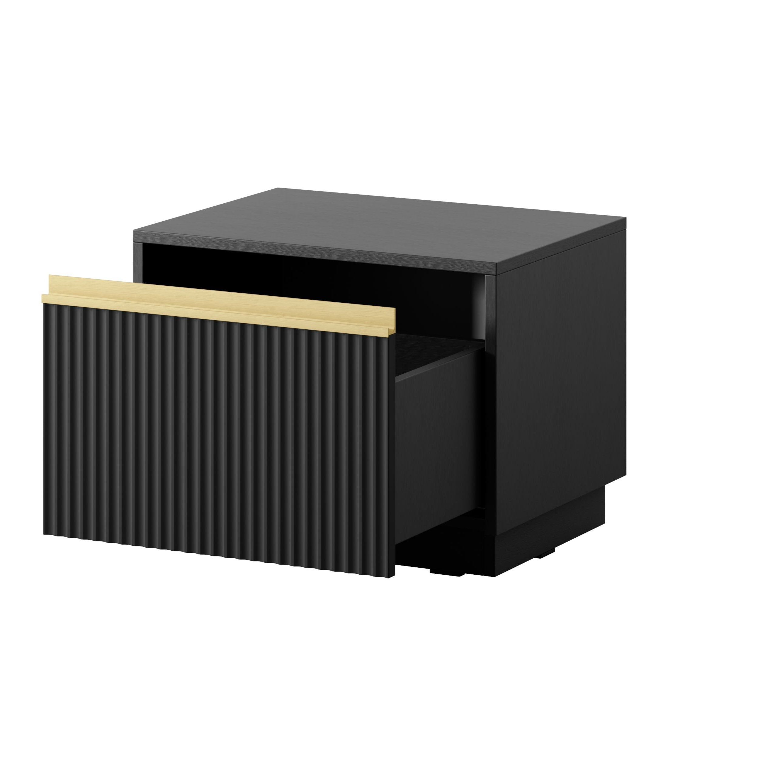 Table de chevet 1 tiroir en bois laminé doré 54x42 cm