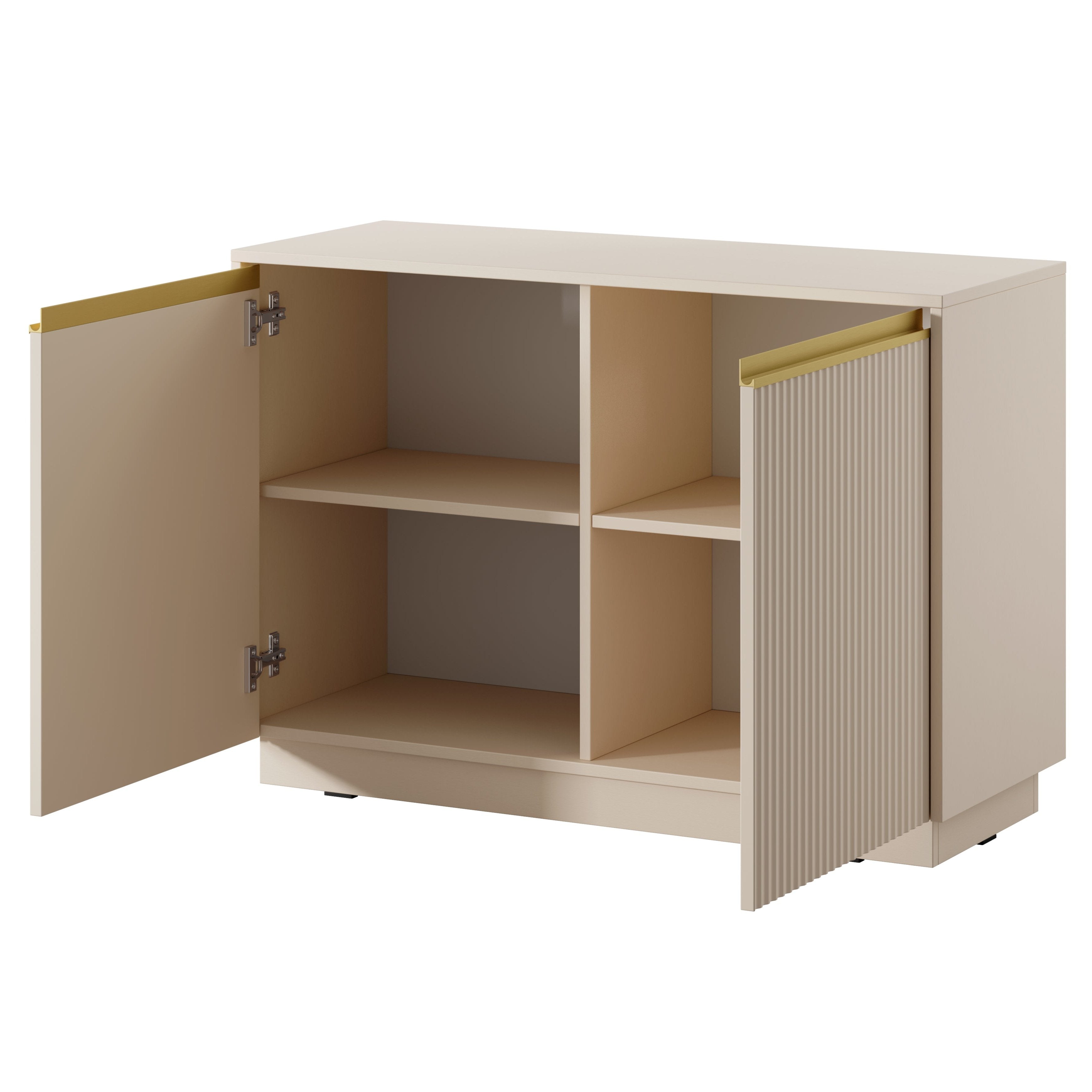 Buffet 2 portes en bois laminé Doré 104x72 cm