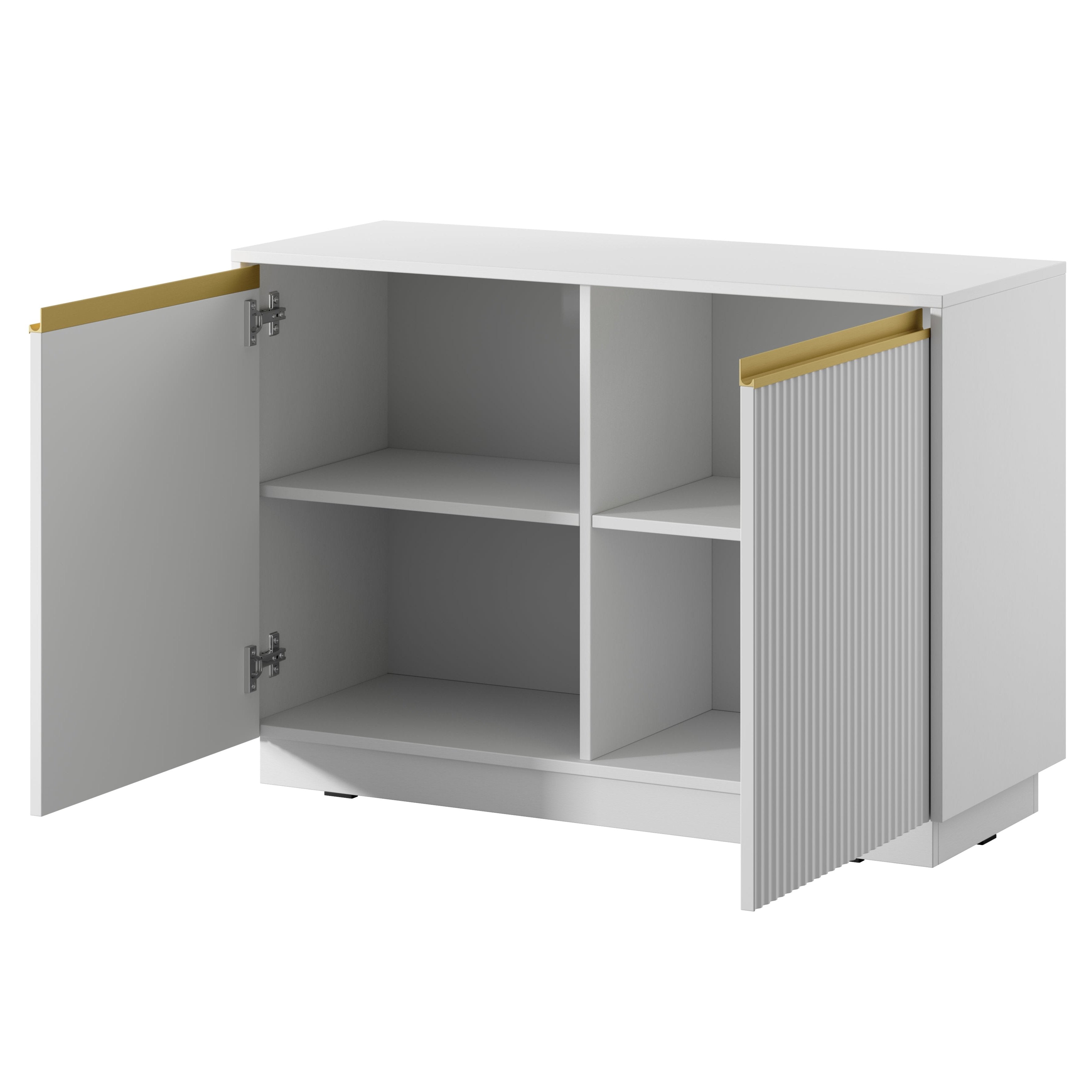 Buffet 2 portes en bois laminé Doré 104x72 cm