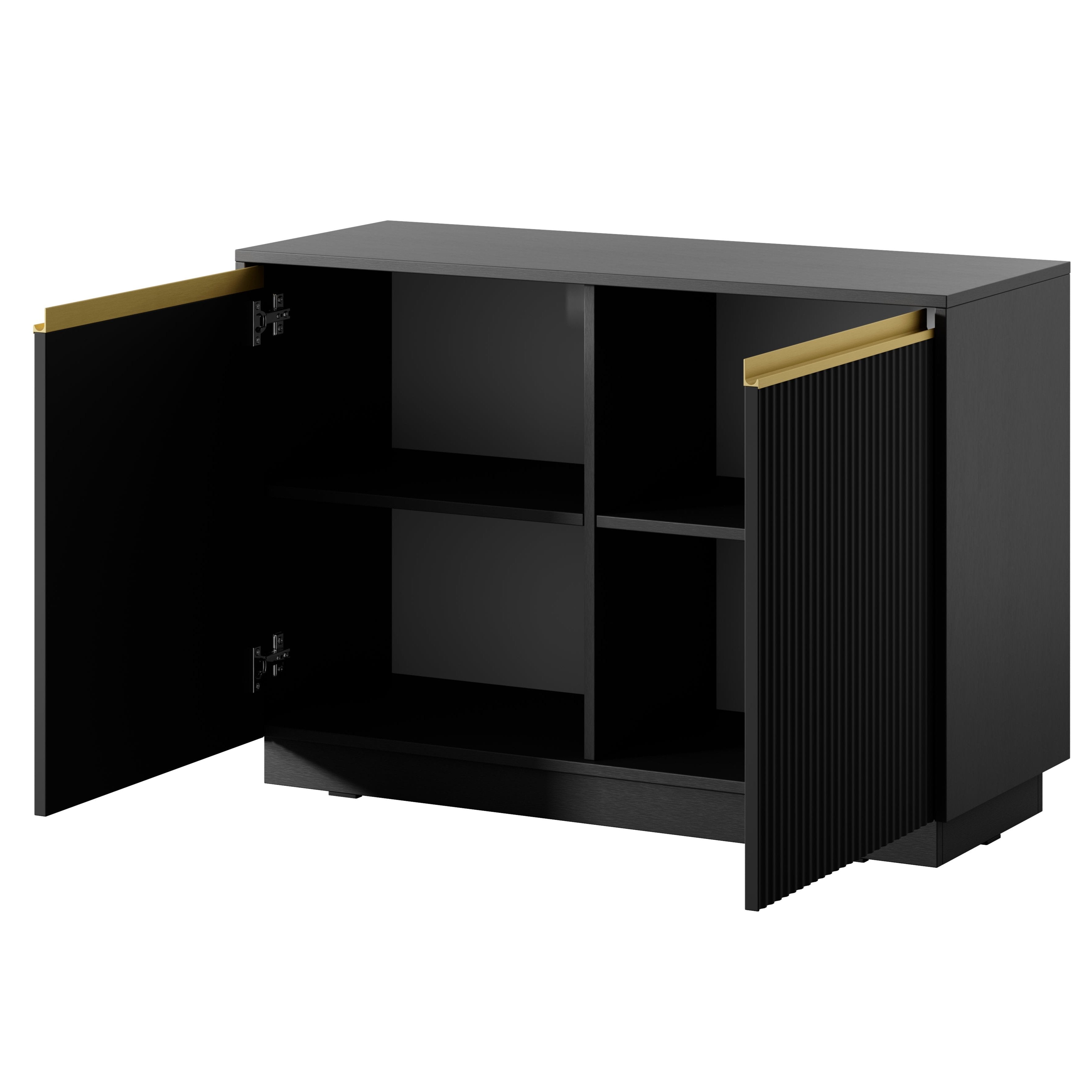Buffet 2 portes en bois laminé Doré 104x72 cm
