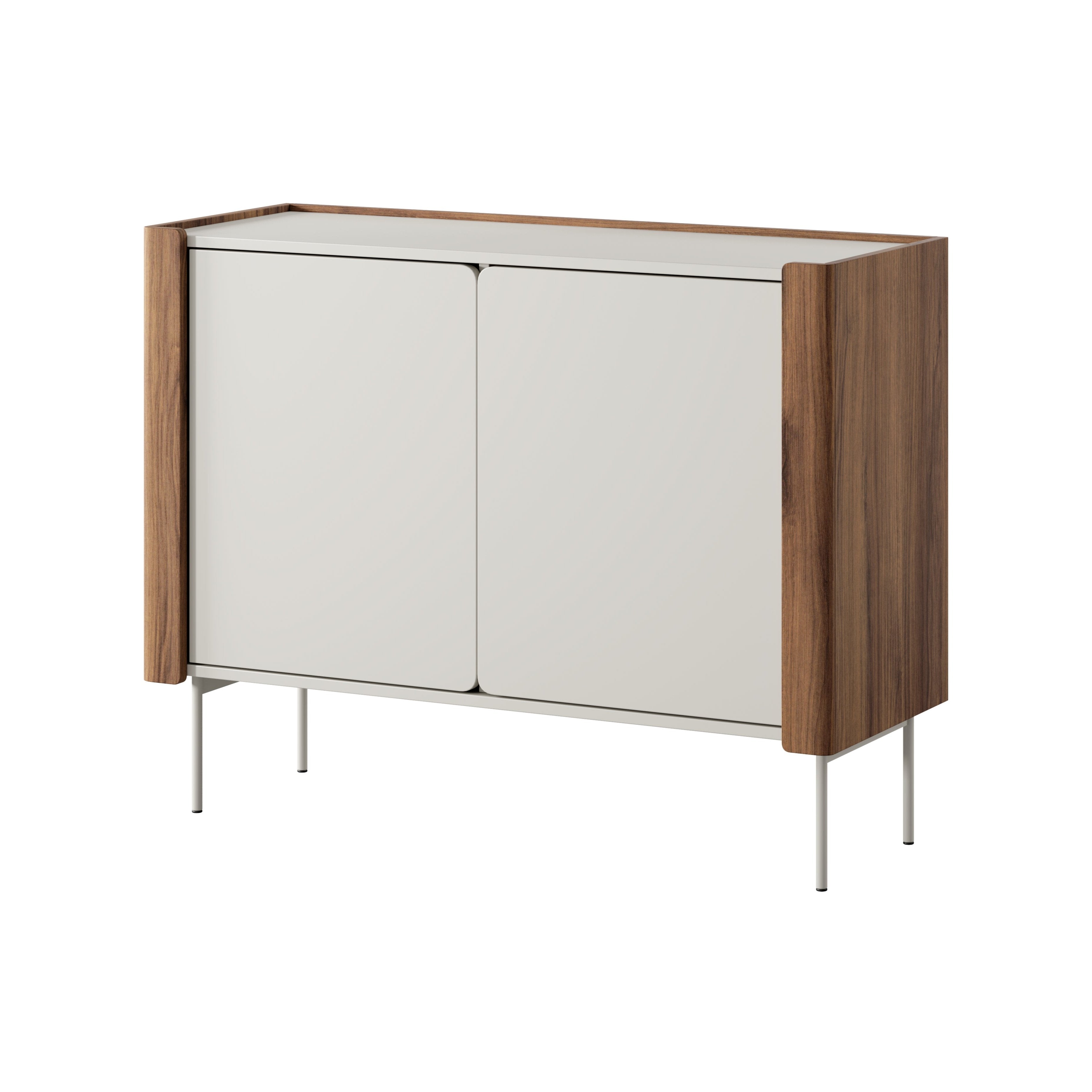 Buffet 2 portes en bois laminé noyer et cachemire Lumia 105x82 cm