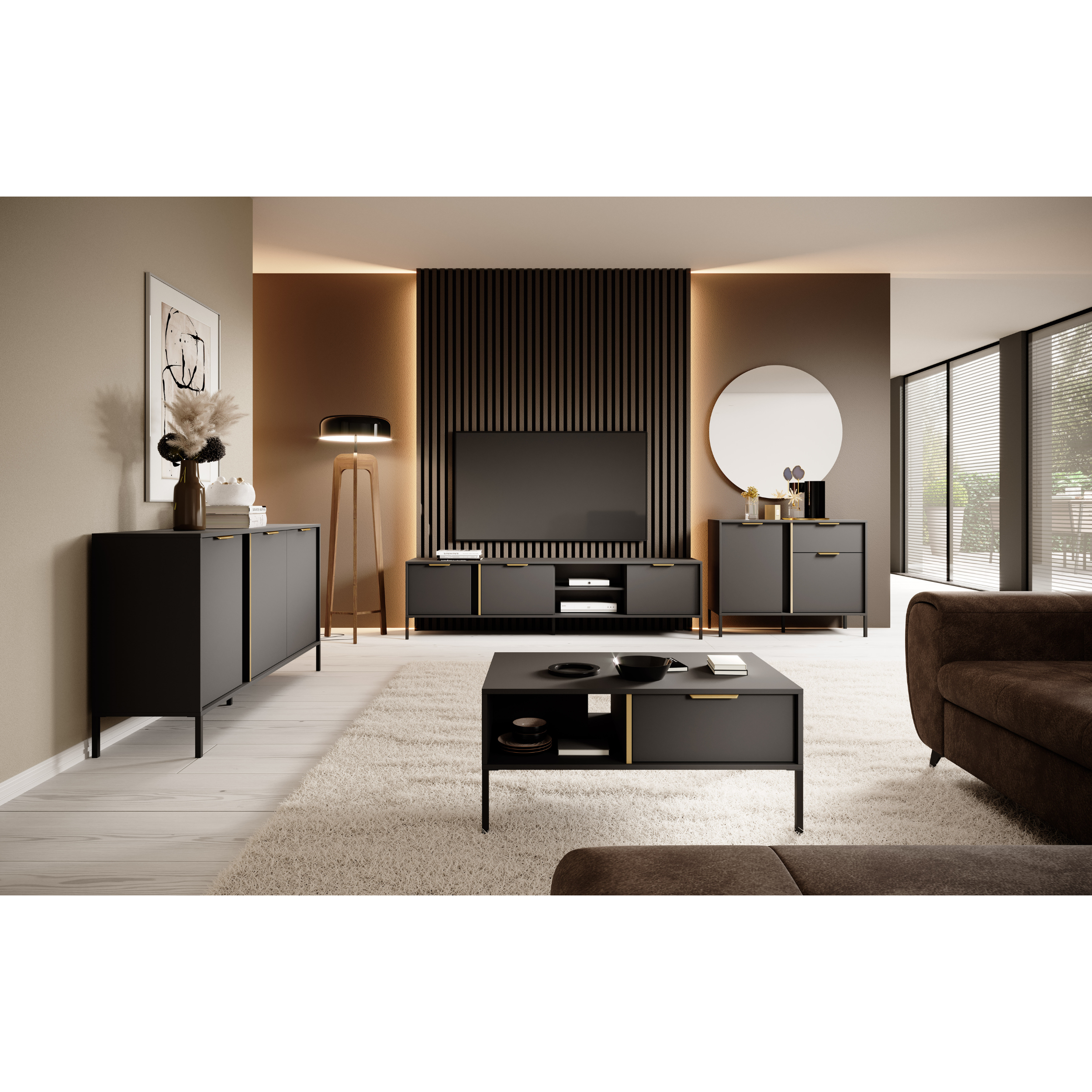 Credenza con 2 ante e 1 cassetto antracite Venere 103x81 cm