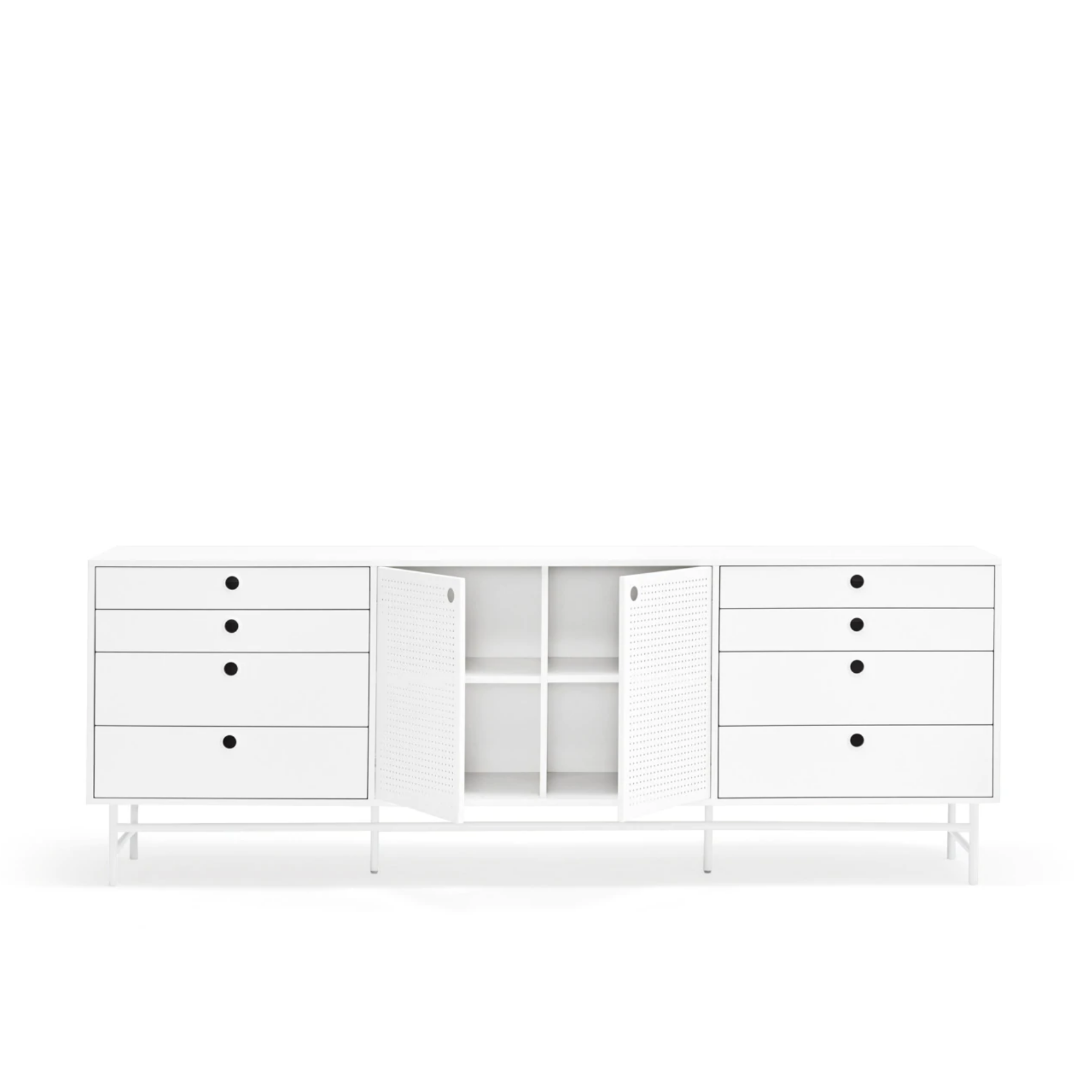 Buffet 8 tiroirs 2 portes 212x47 cm Punto de Teulat blanc