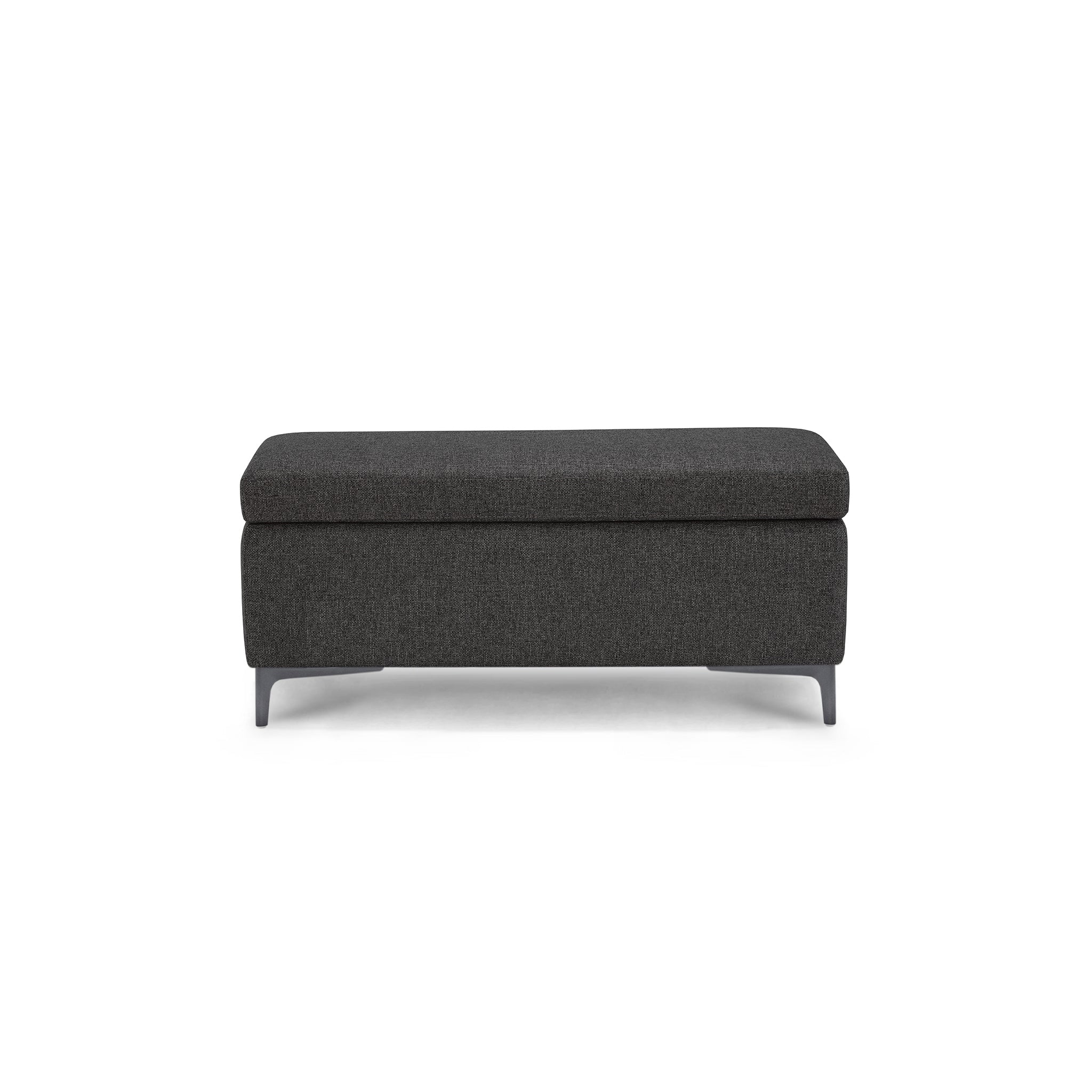 Banc AVIGLIANA 110x50 cm rangement Made in Italy en tissu tramé anthracite
