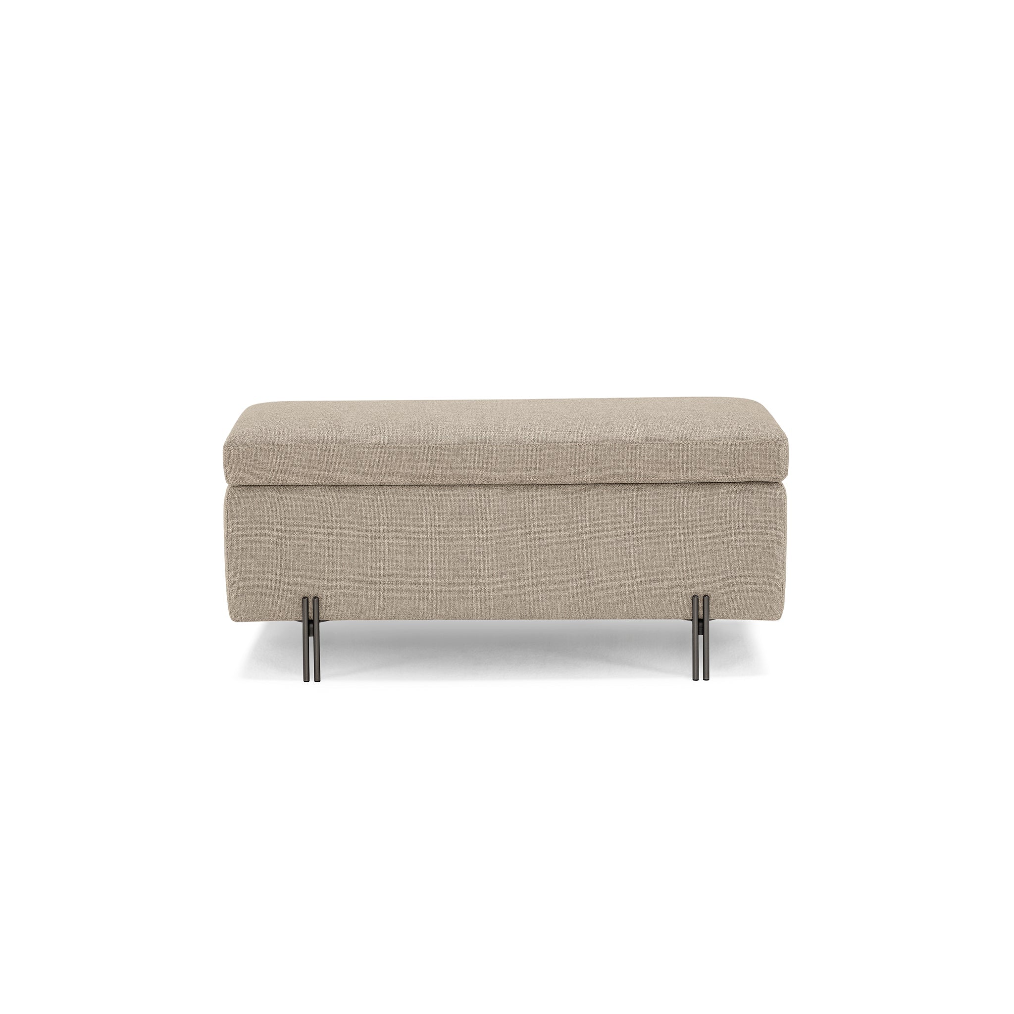 Banc SARDORELLA 110x45 cm rangement Made in Italy en tissu texturé beige