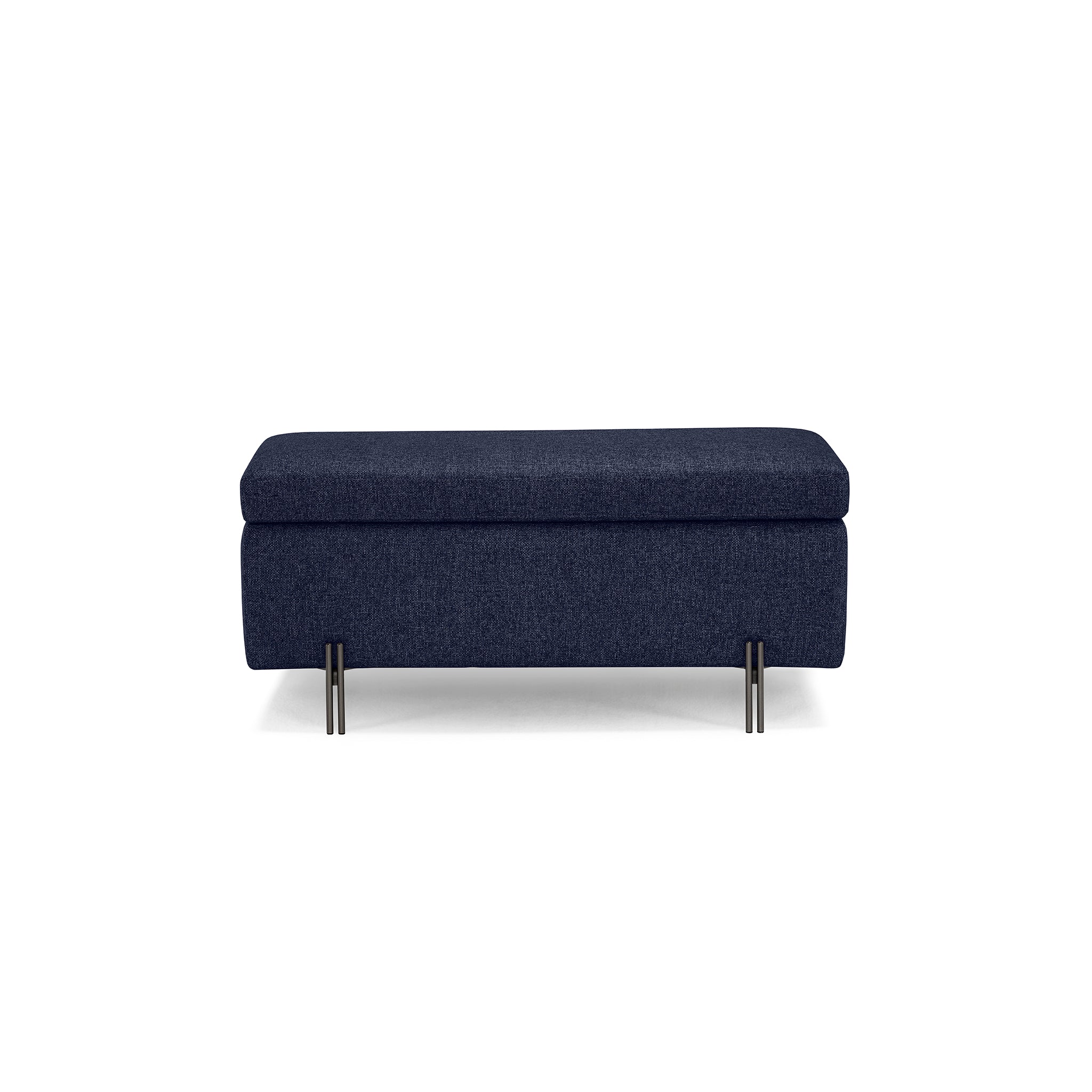 Banc SARDORELLA 110x45 cm rangement Made in Italy en tissu texturé bleu