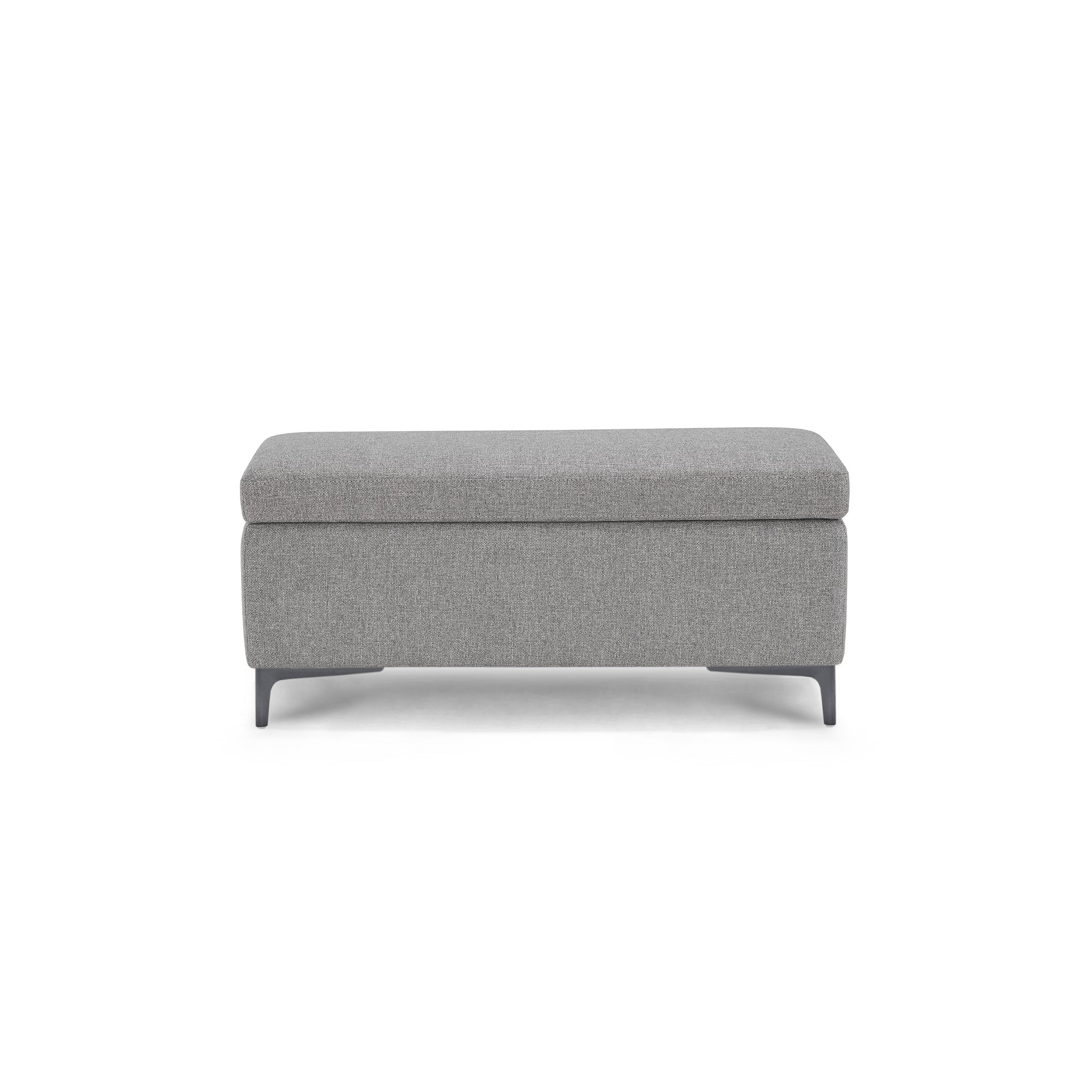 Banc AVIGLIANA 110x50 cm rangement Made in Italy en tissu tramé gris