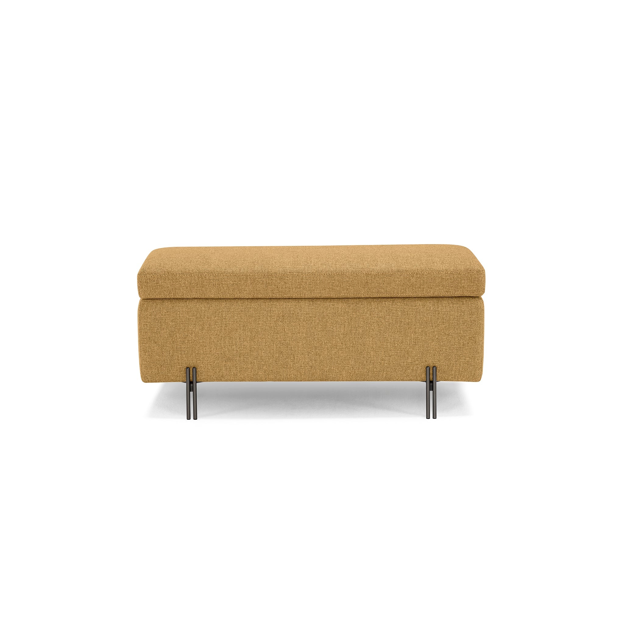 Banc SARDORELLA 110x45 cm rangement Made in Italy en tissu texturé ocre
