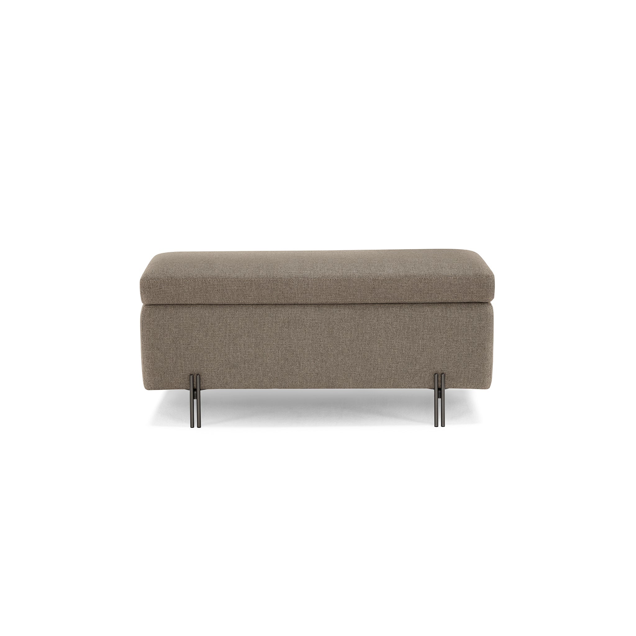 Banc SARDORELLA 110x45 cm rangement Made in Italy en tissu texturé gris tourterelle
