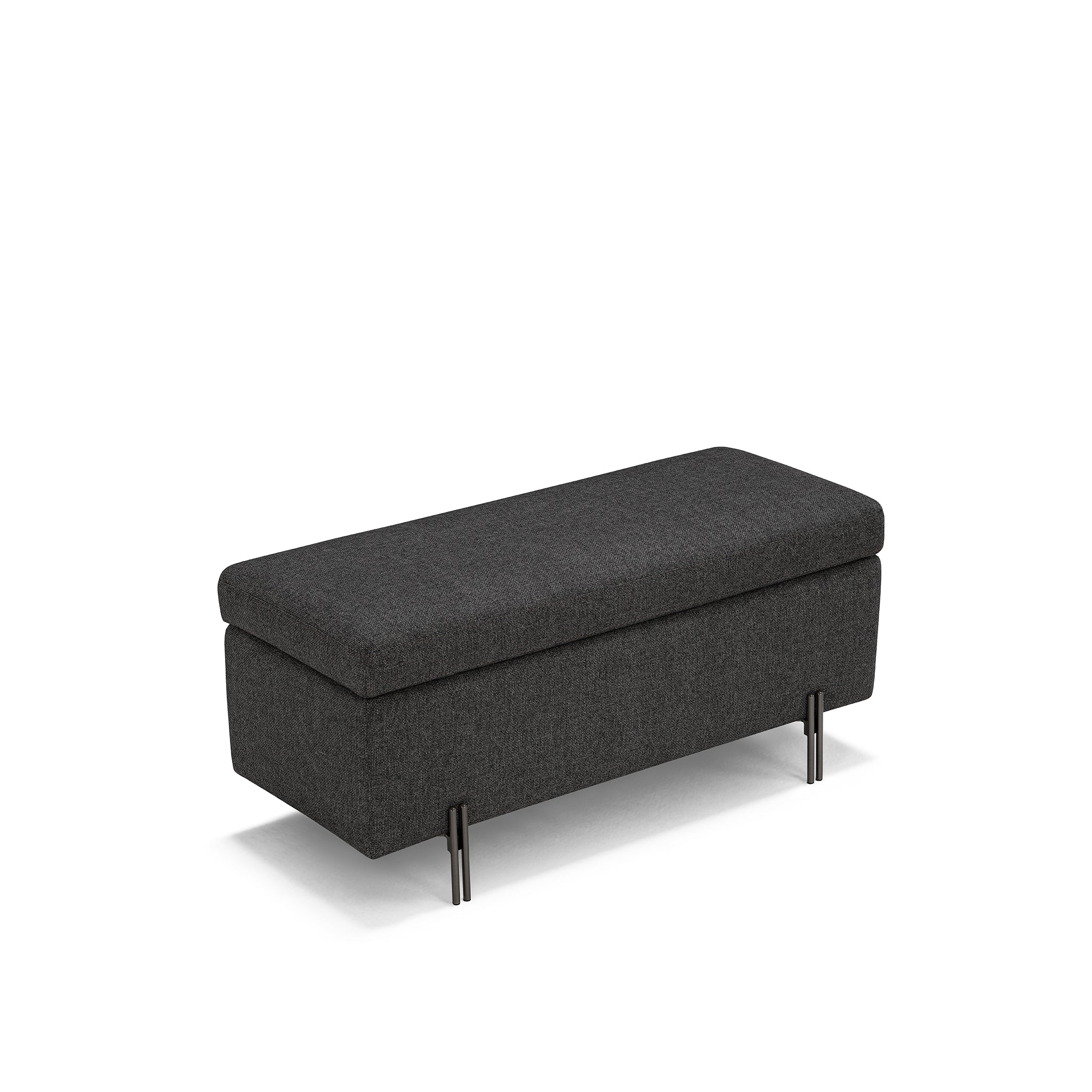 Banc SARDORELLA 110x45 cm rangement Made in Italy en tissu texturé anthracite