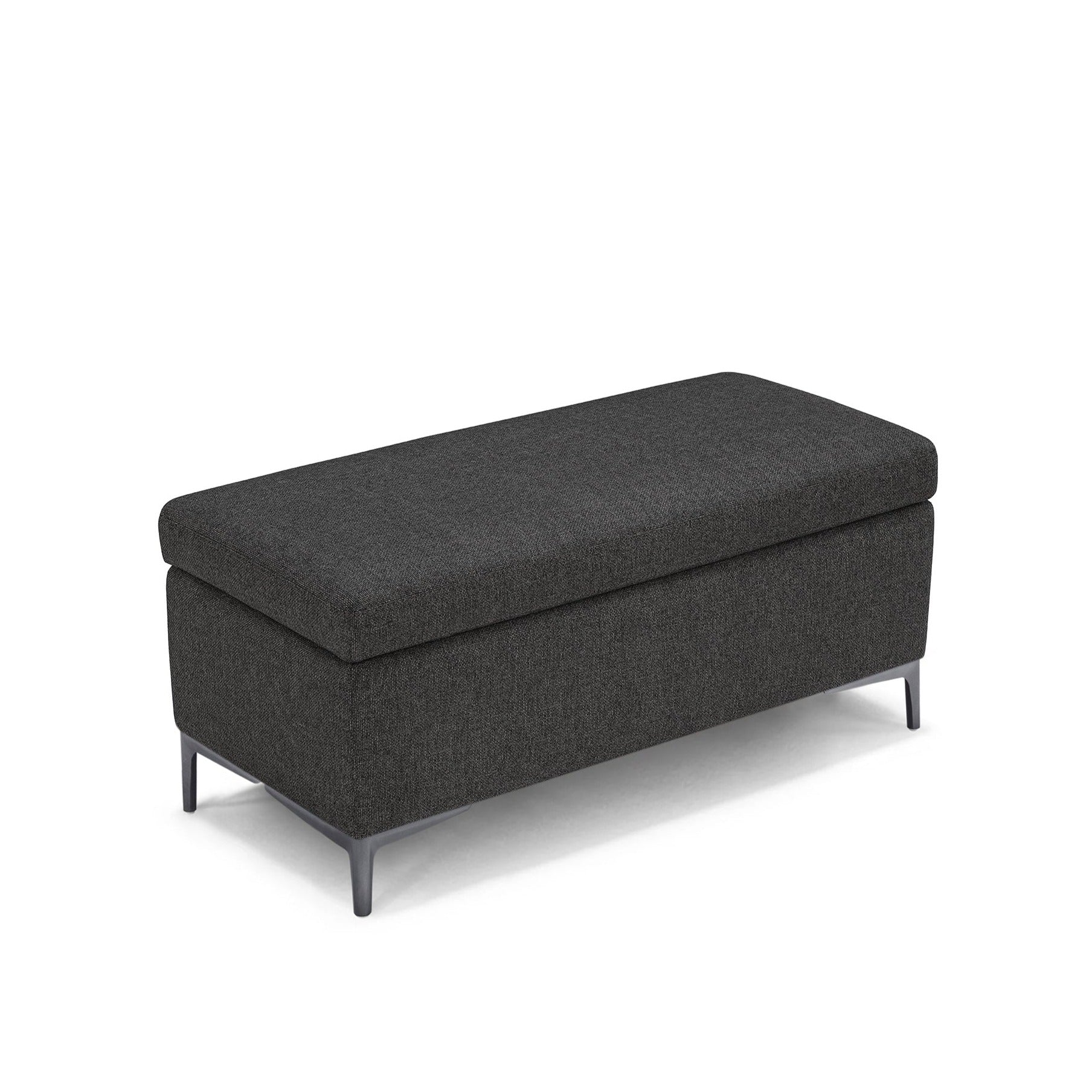 Banc AVIGLIANA 110x50 cm rangement Made in Italy en tissu tramé anthracite
