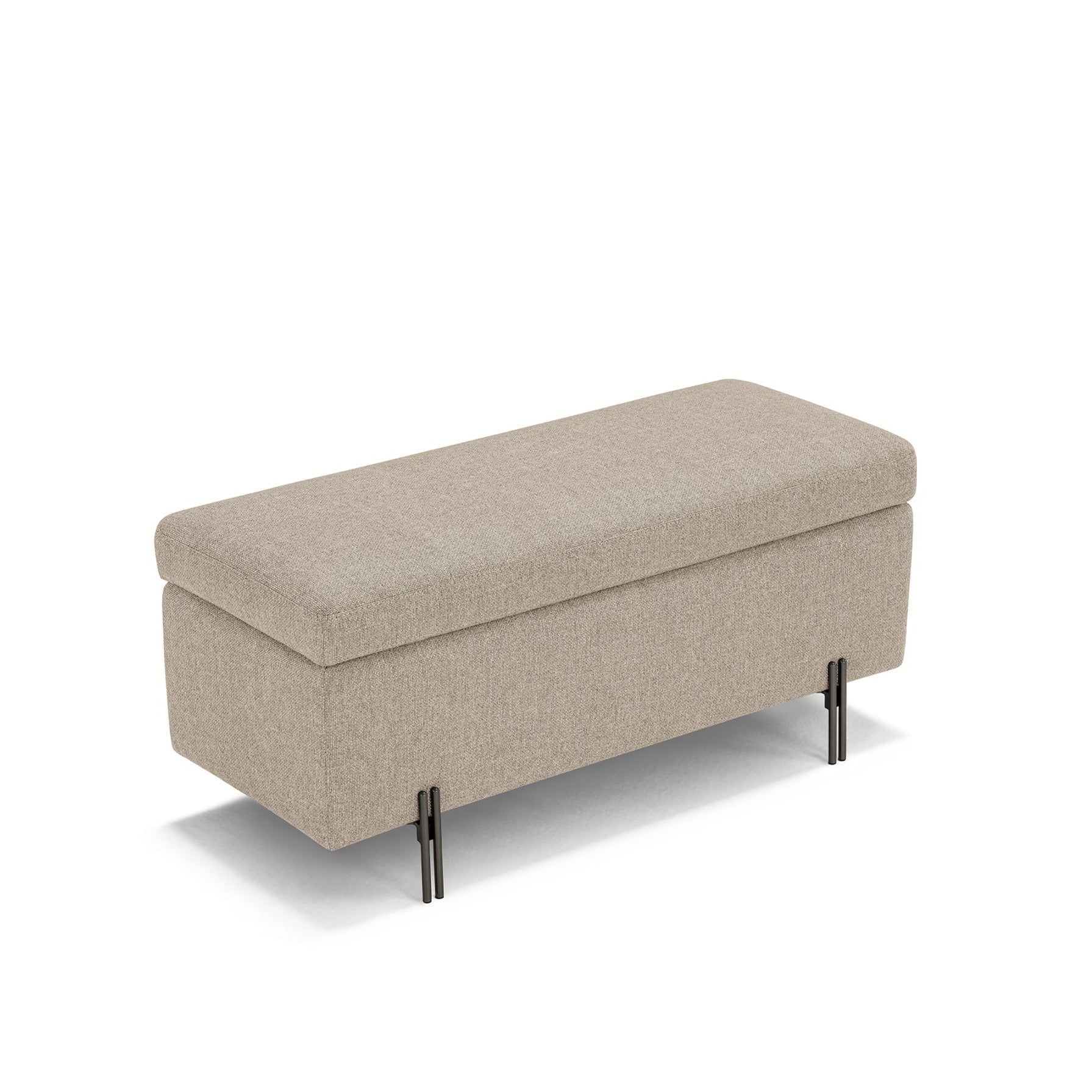 Banc SARDORELLA 110x45 cm rangement Made in Italy en tissu texturé beige