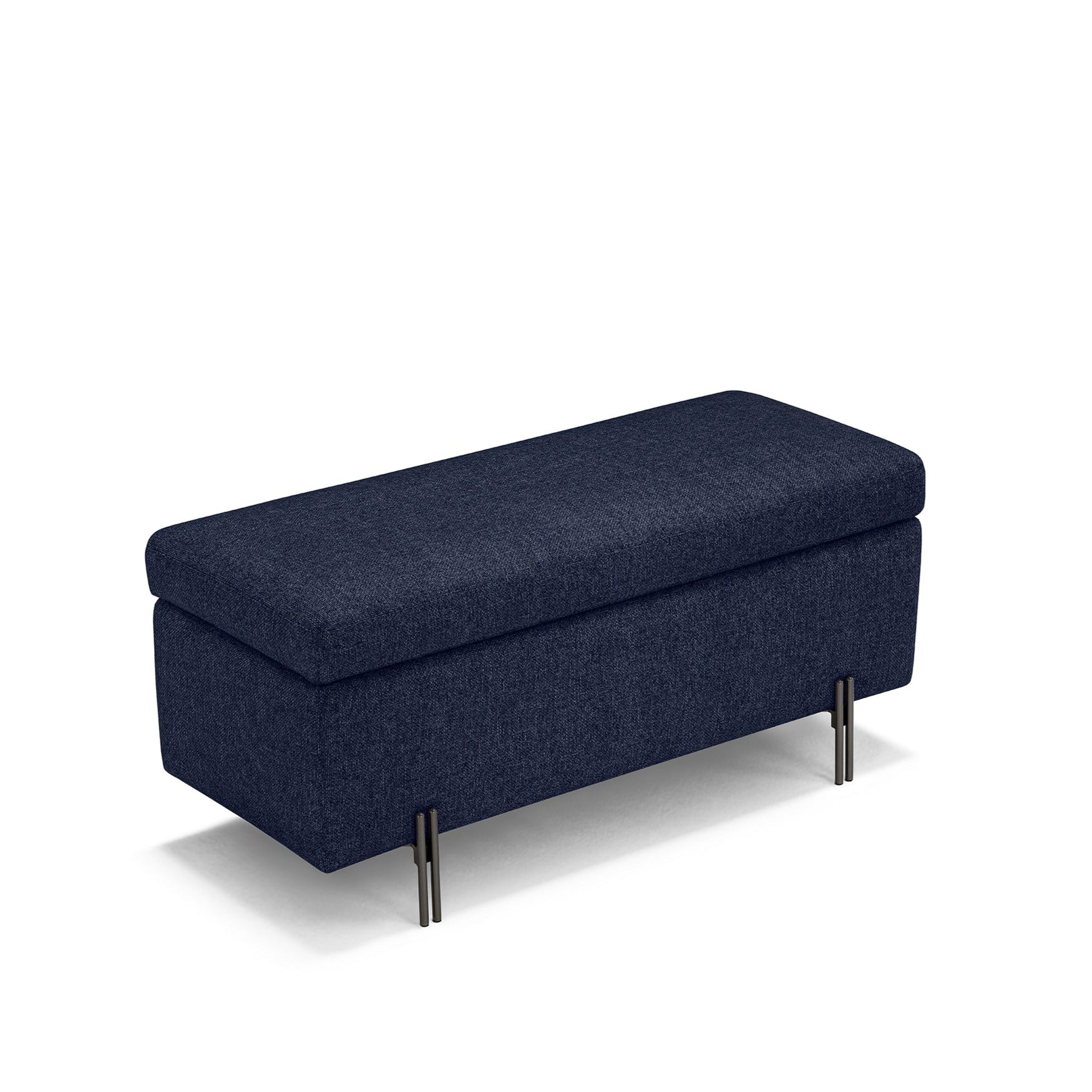 Banc SARDORELLA 110x45 cm rangement Made in Italy en tissu texturé bleu