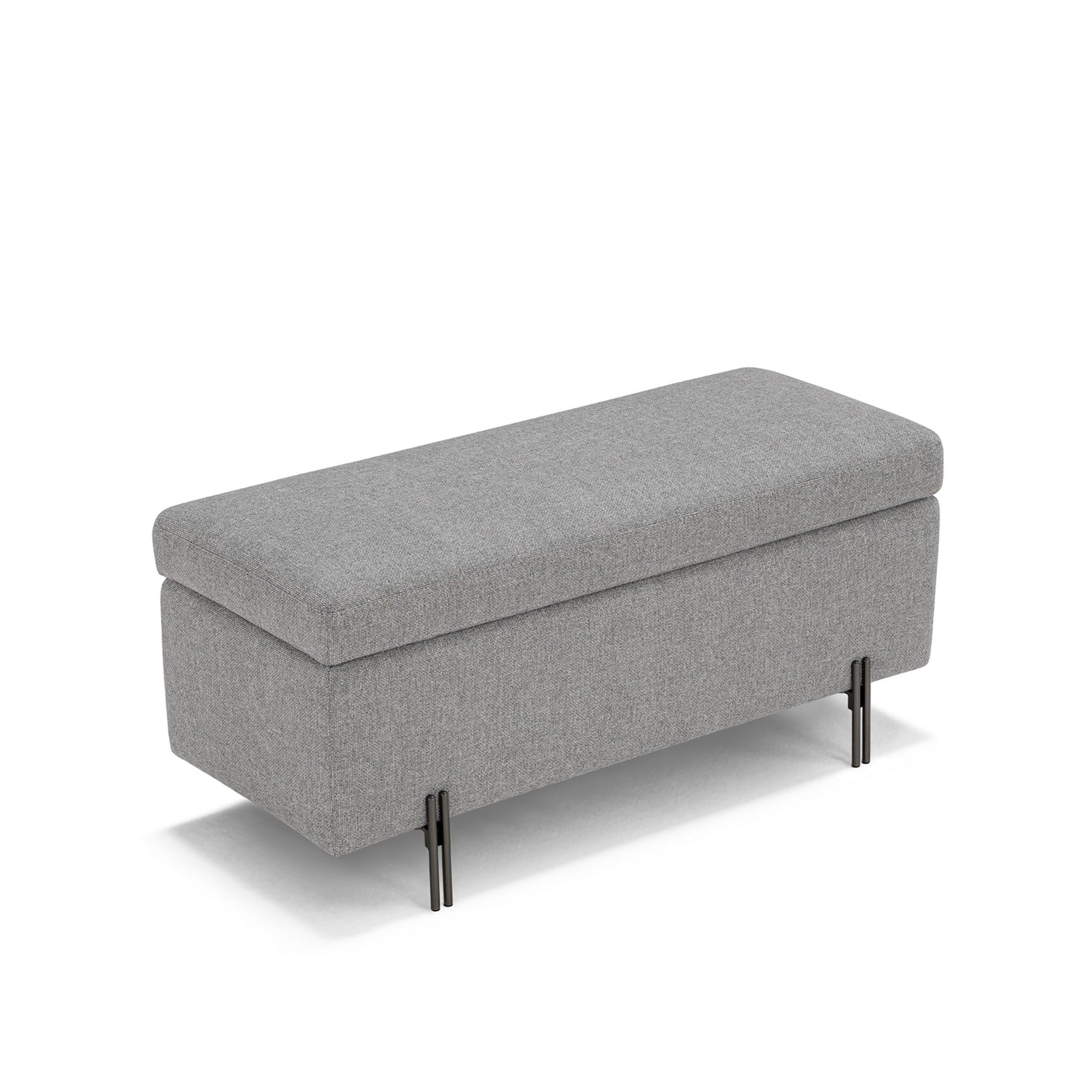 Banc SARDORELLA 110x45 cm rangement Made in Italy en tissu texturé gris