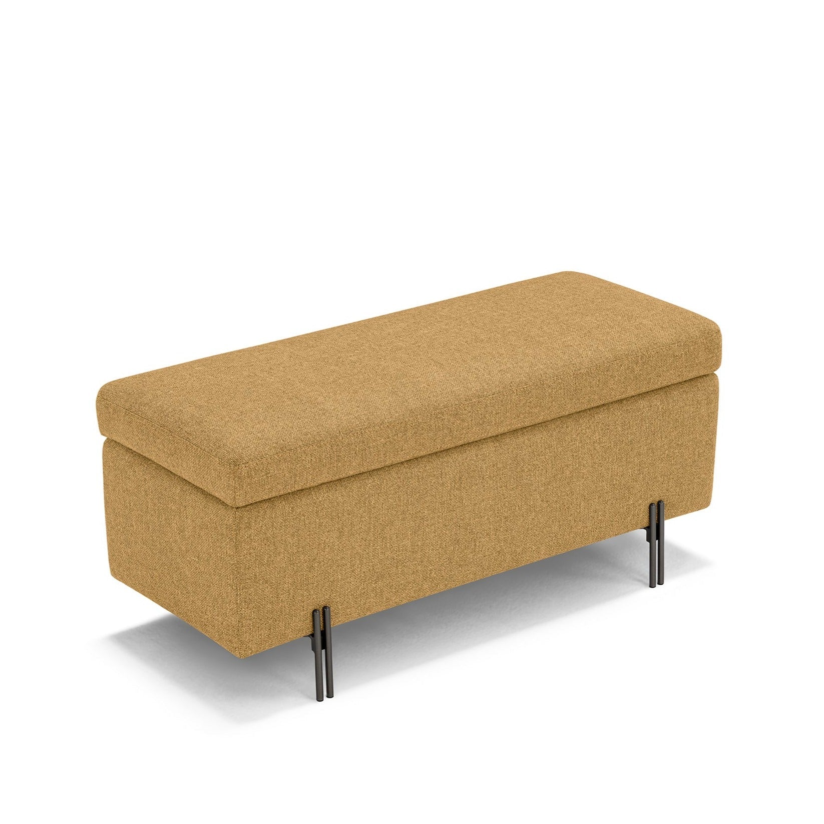 Banc SARDORELLA 110x45 cm rangement Made in Italy en tissu texturé ocre
