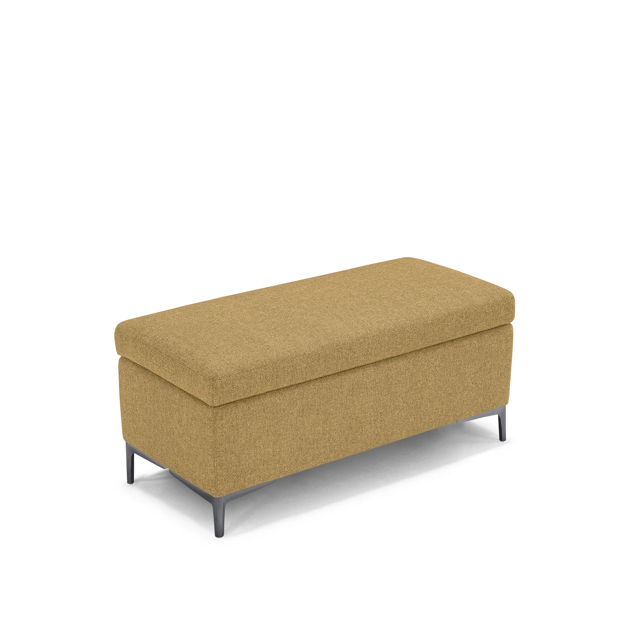 Banc AVIGLIANA 110x50 cm rangement Made in Italy en tissu tramé Jaune ocre