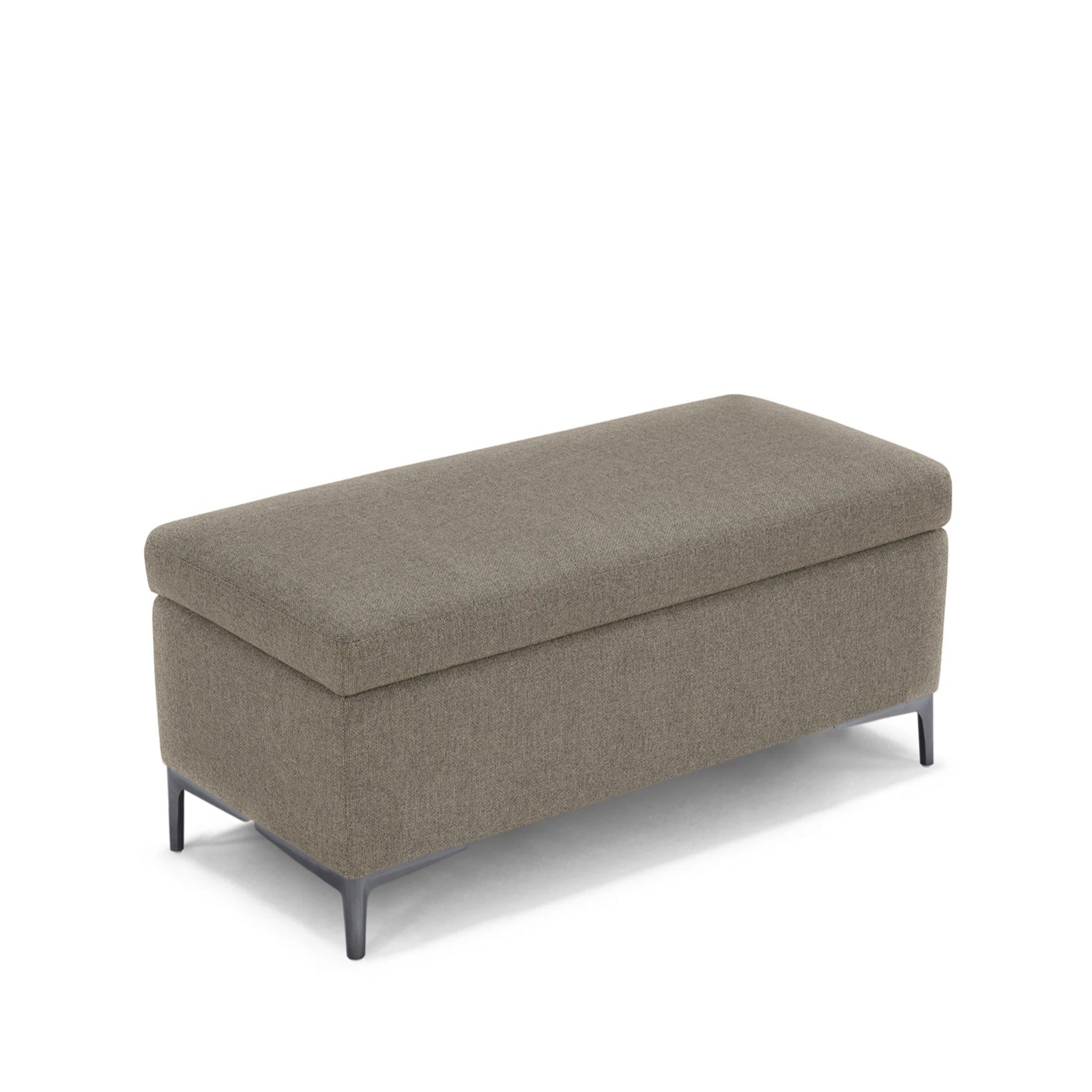 Banc AVIGLIANA 110x50 cm rangement Made in Italy en tissu tramé gris tourterelle