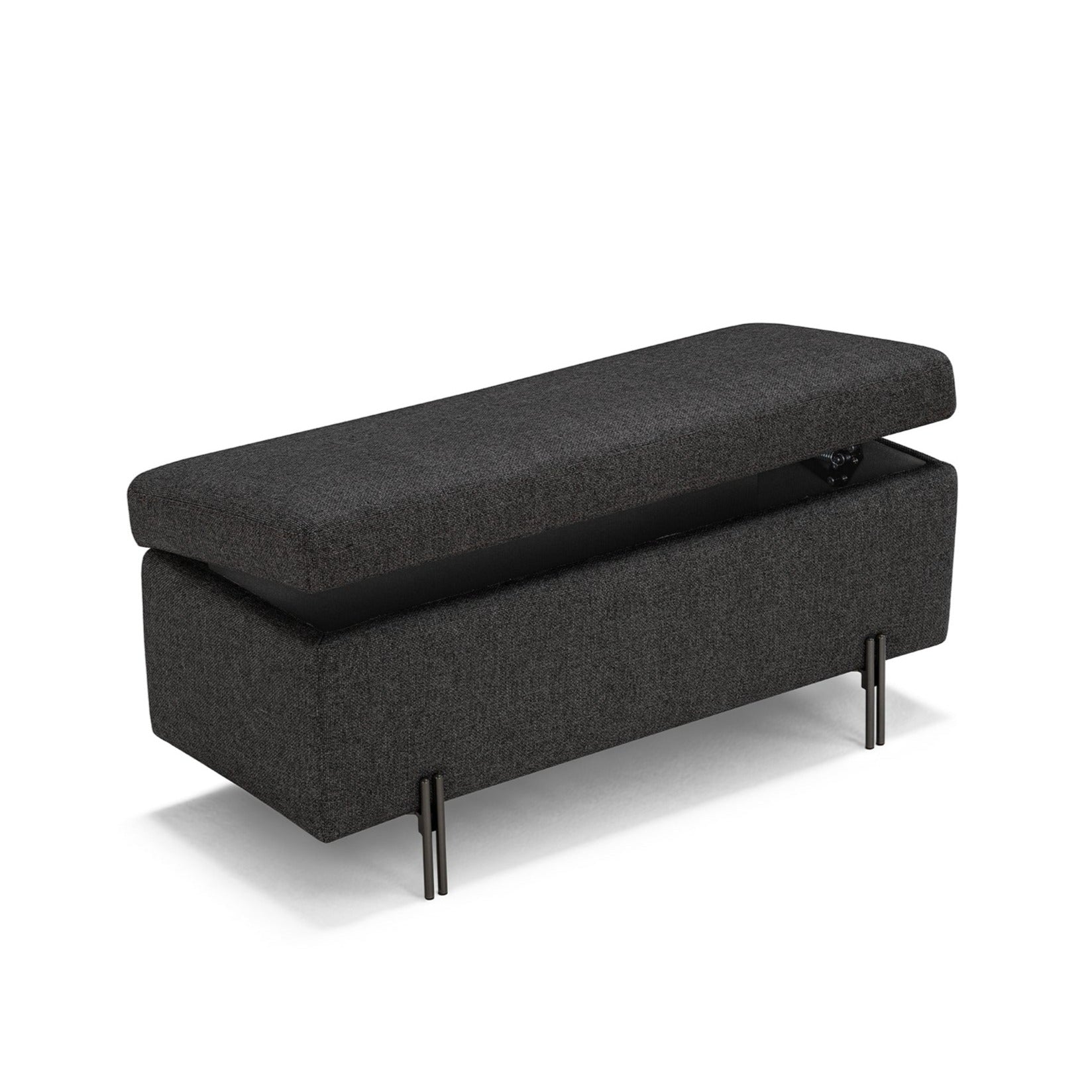 Banc SARDORELLA 110x45 cm rangement Made in Italy en tissu texturé anthracite