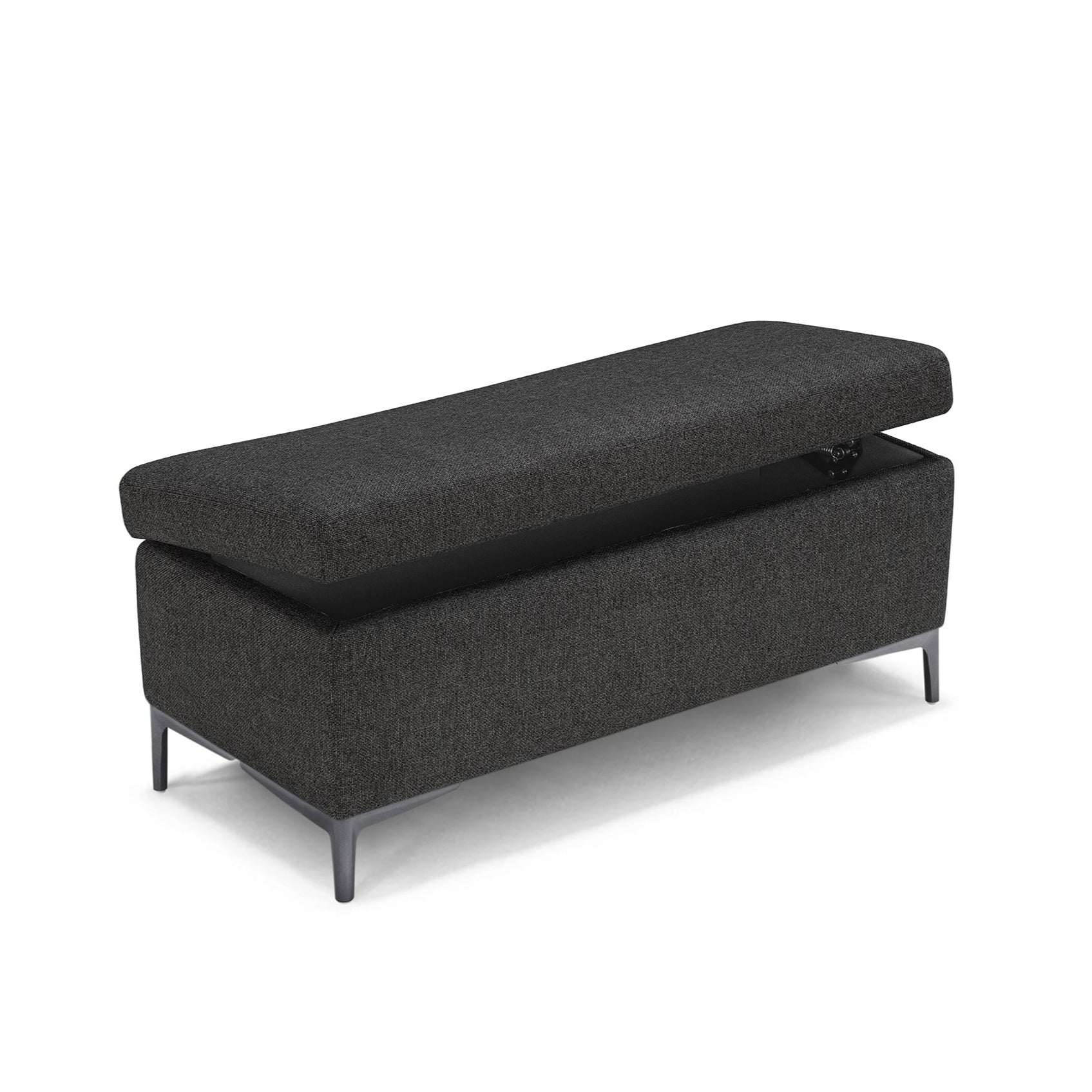 Banc AVIGLIANA 110x50 cm rangement Made in Italy en tissu tramé anthracite