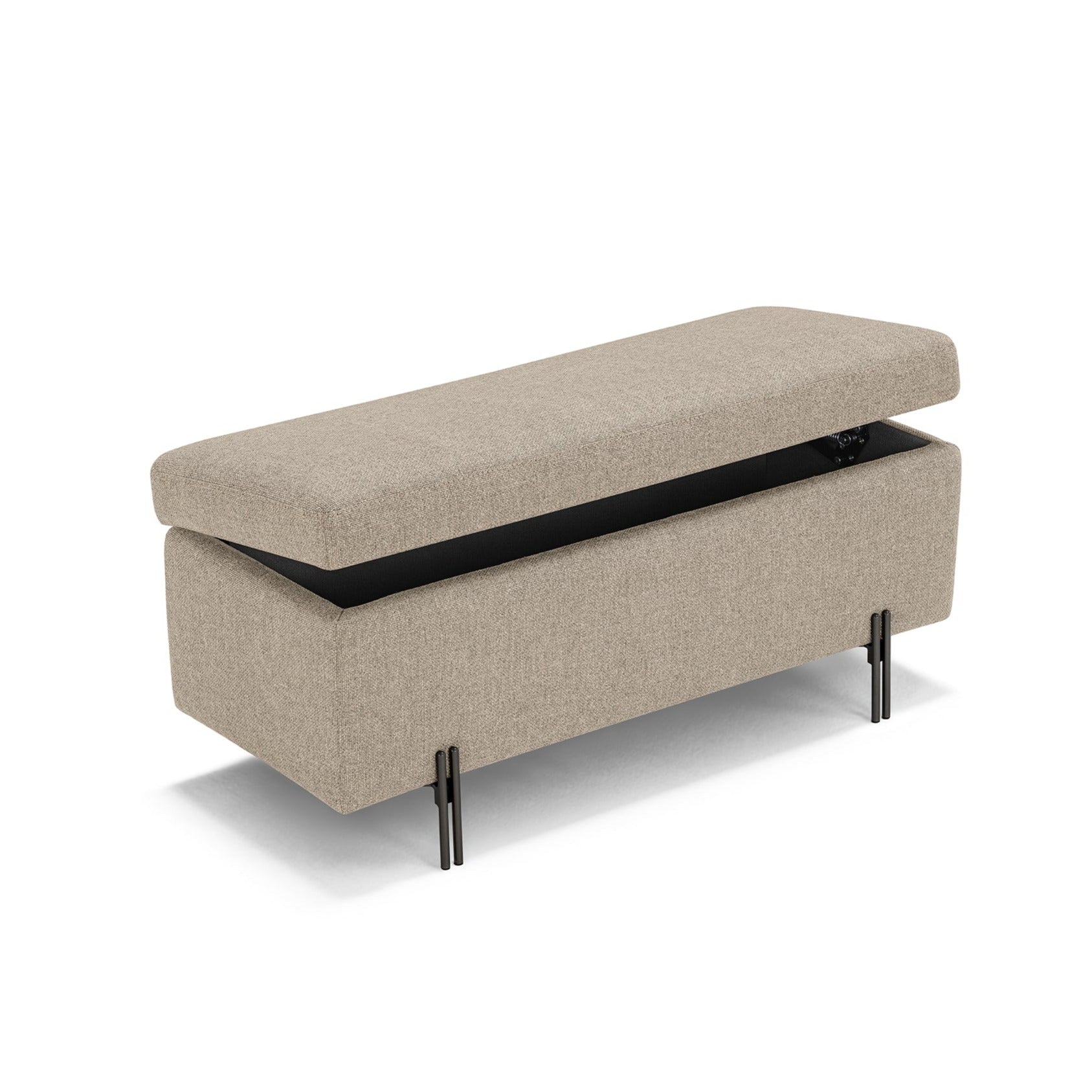 Banc SARDORELLA 110x45 cm rangement Made in Italy en tissu texturé beige