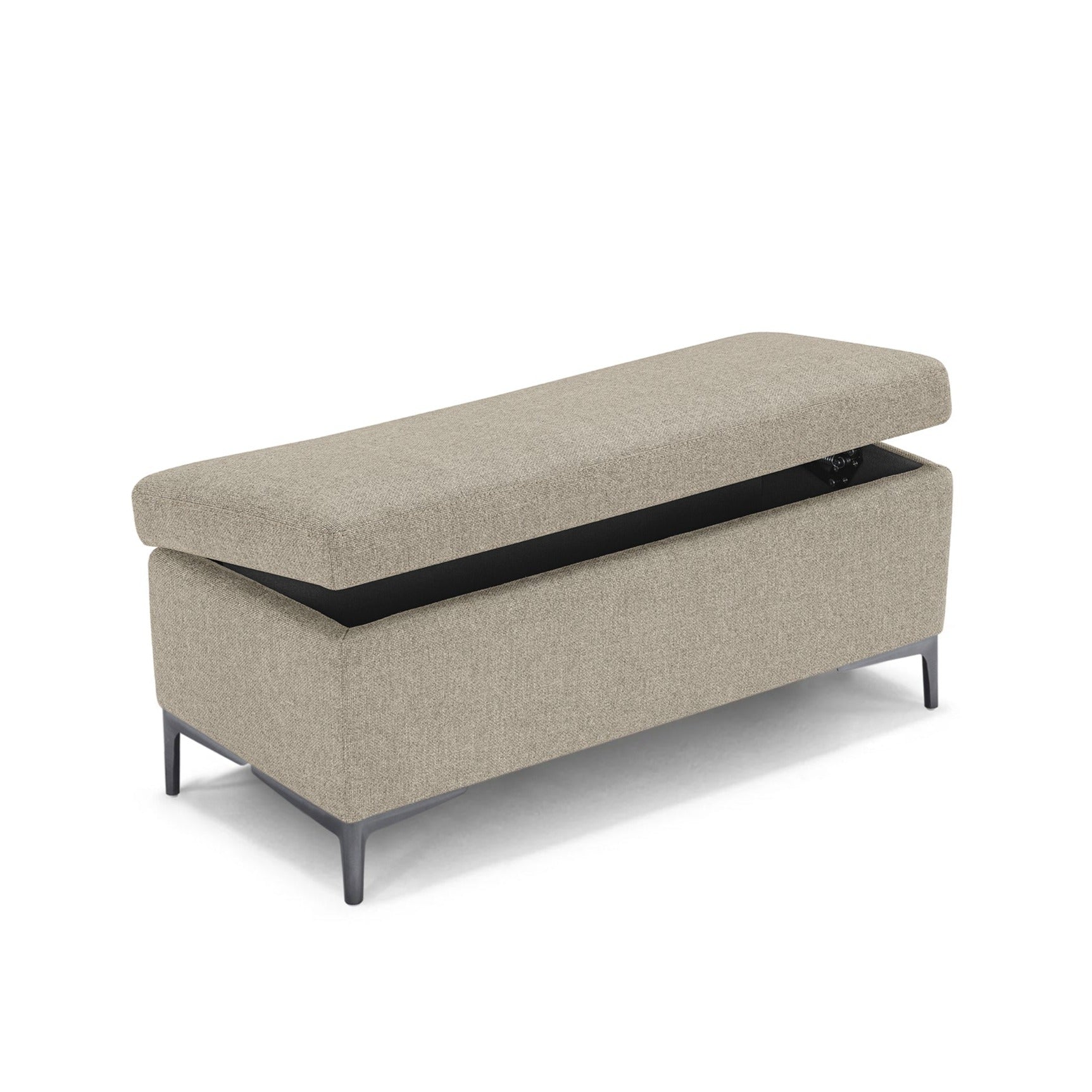 Banc AVIGLIANA 110x50 cm rangement Made in Italy en tissu tramé beige