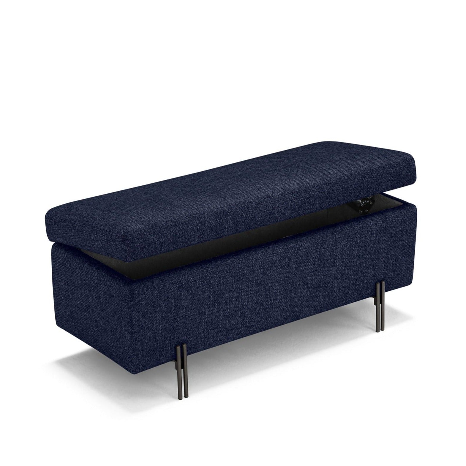 Banc SARDORELLA 110x45 cm rangement Made in Italy en tissu texturé bleu
