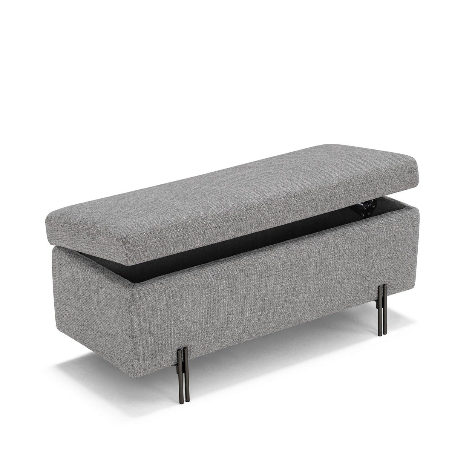 Banc SARDORELLA 110x45 cm rangement Made in Italy en tissu texturé gris
