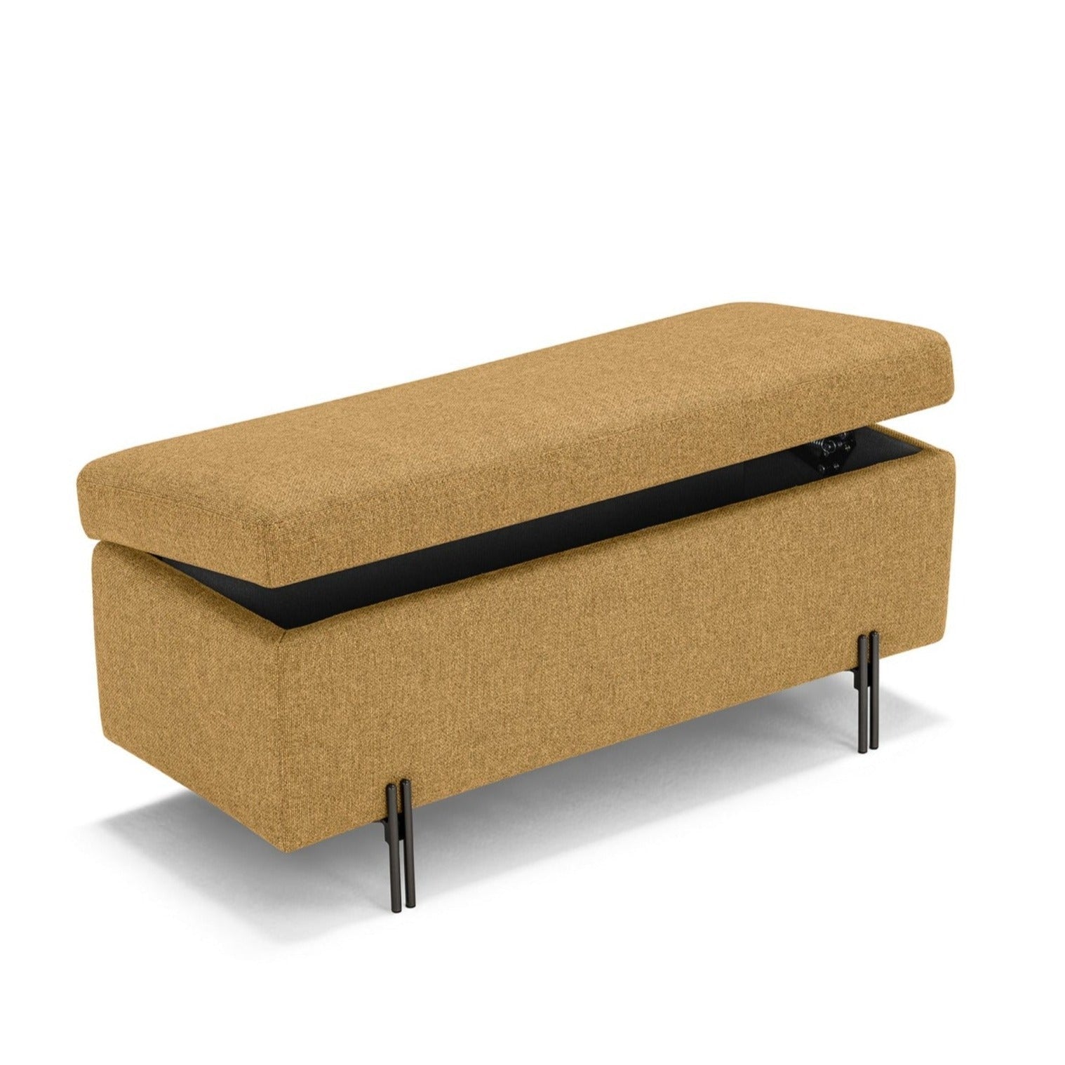 Banc SARDORELLA 110x45 cm rangement Made in Italy en tissu texturé ocre