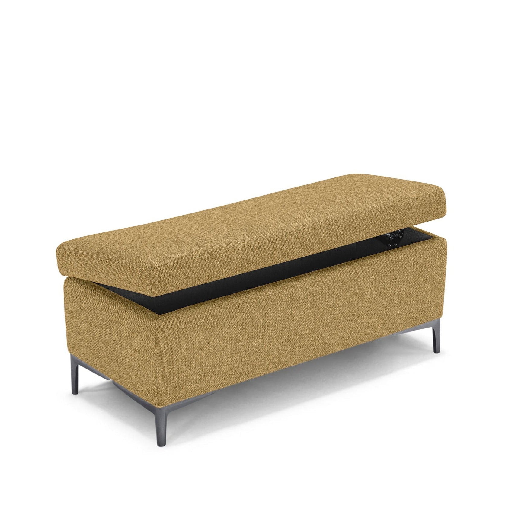 Banc AVIGLIANA 110x50 cm rangement Made in Italy en tissu tramé Jaune ocre