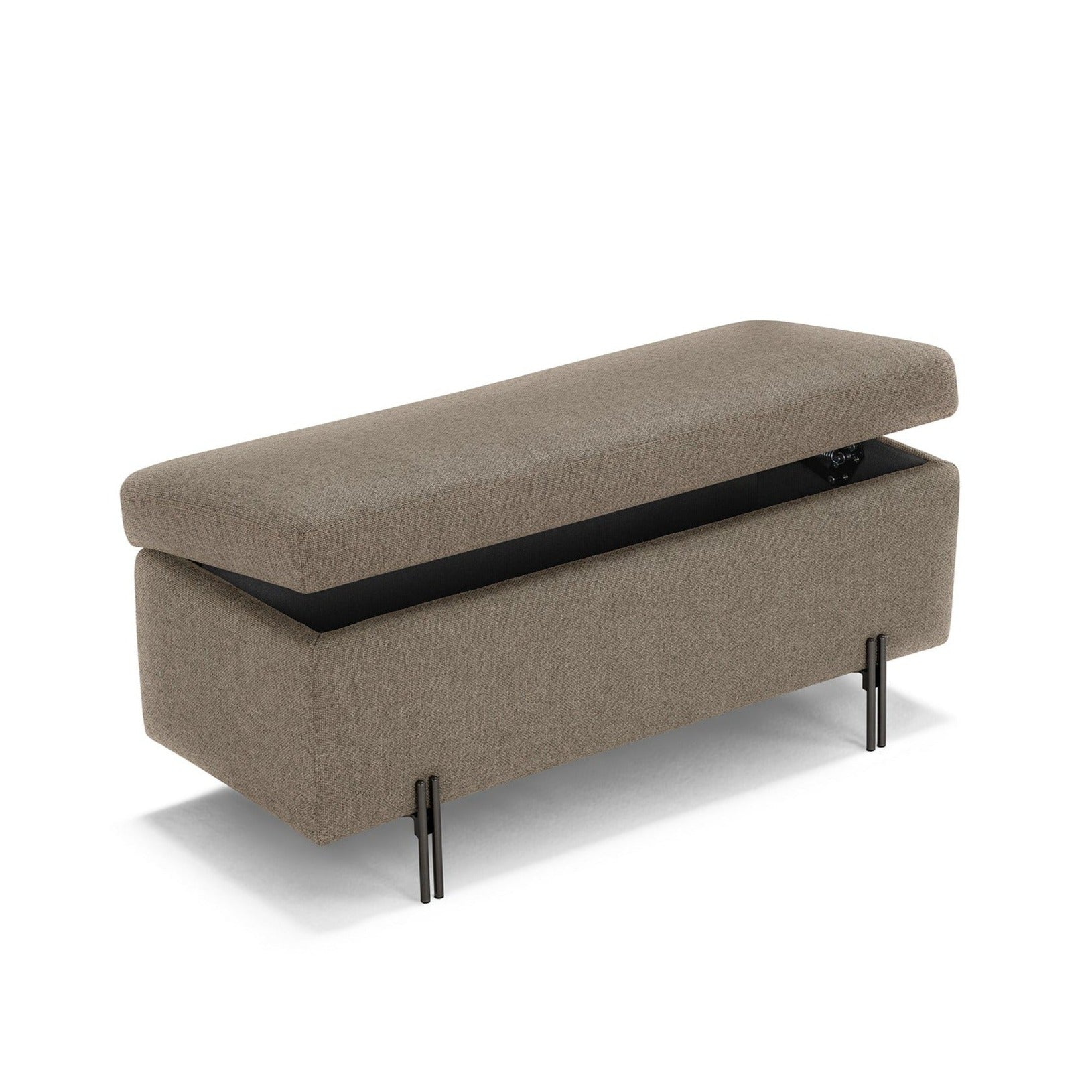 Banc SARDORELLA 110x45 cm rangement Made in Italy en tissu texturé gris tourterelle