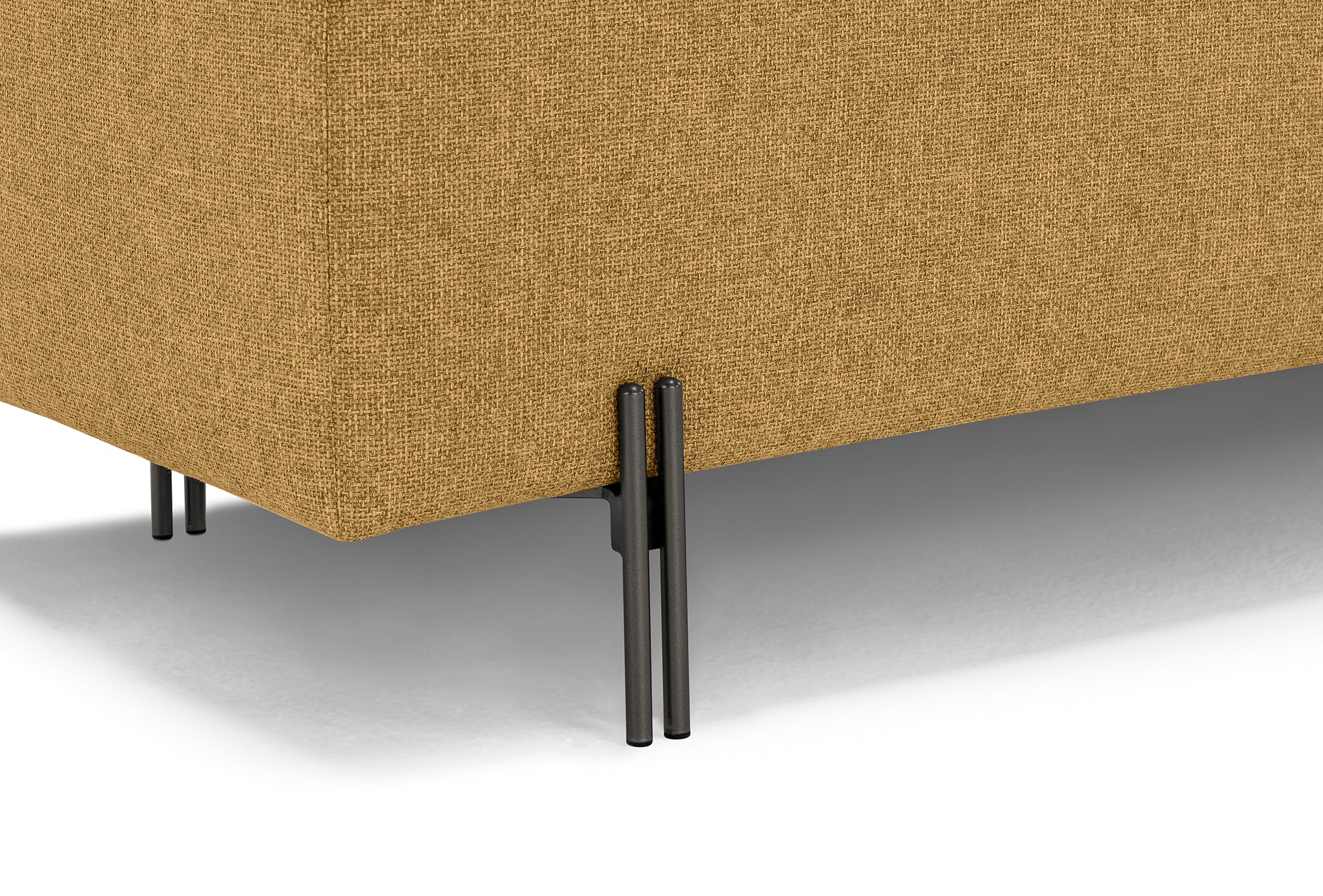 Banc CARAMAGNA 110x45 cm rangement Made in Italy matelassé en tissu texturé ocre