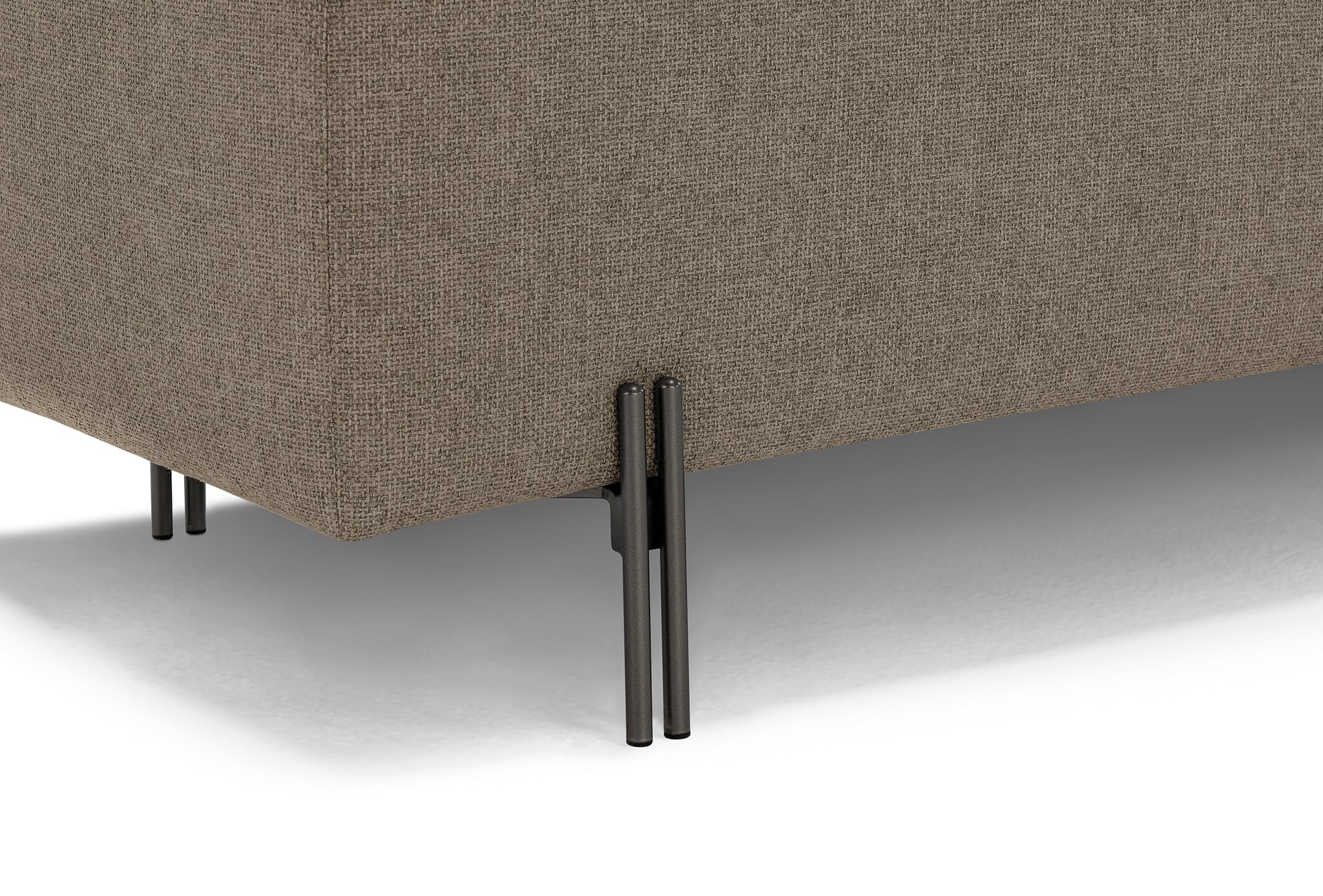 Banc CARAMAGNA 110x45 cm rangement Made in Italy matelassé en tissu texturé gris tourterelle