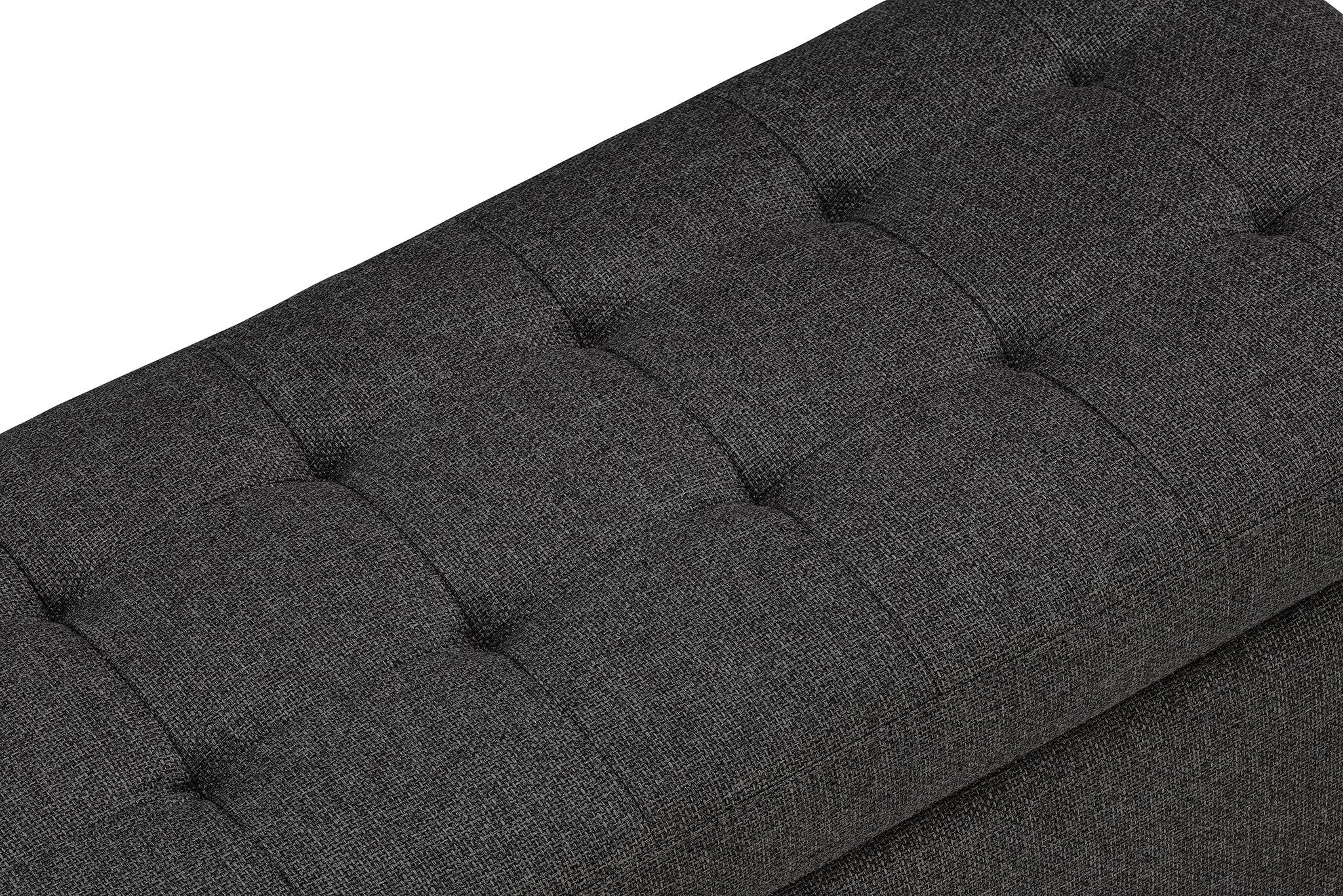 Banc CARAMAGNA 110x45 cm rangement Made in Italy matelassé en tissu texturé anthracite