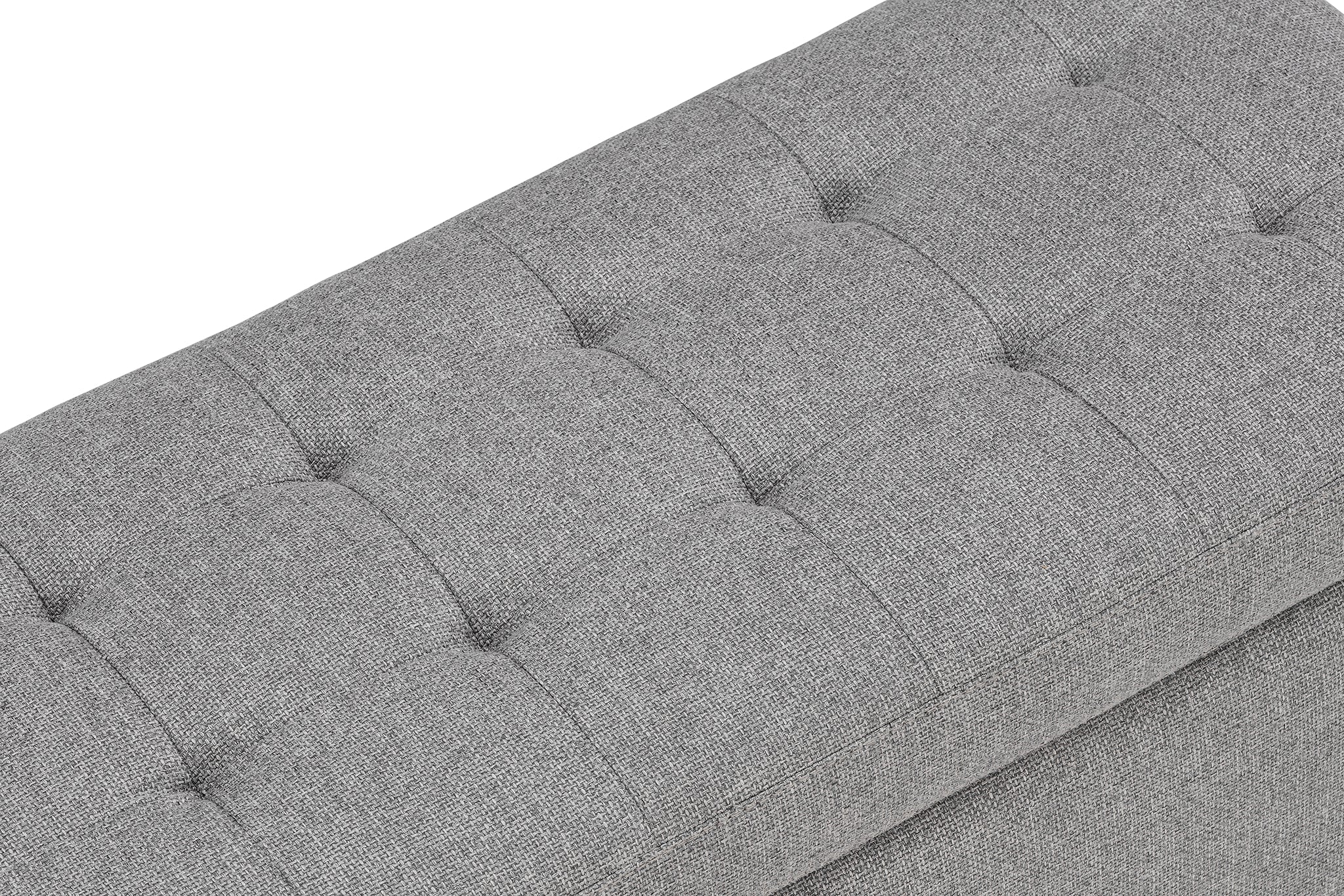 Banc CARAMAGNA 110x45 cm rangement Made in Italy matelassé en tissu texturé gris