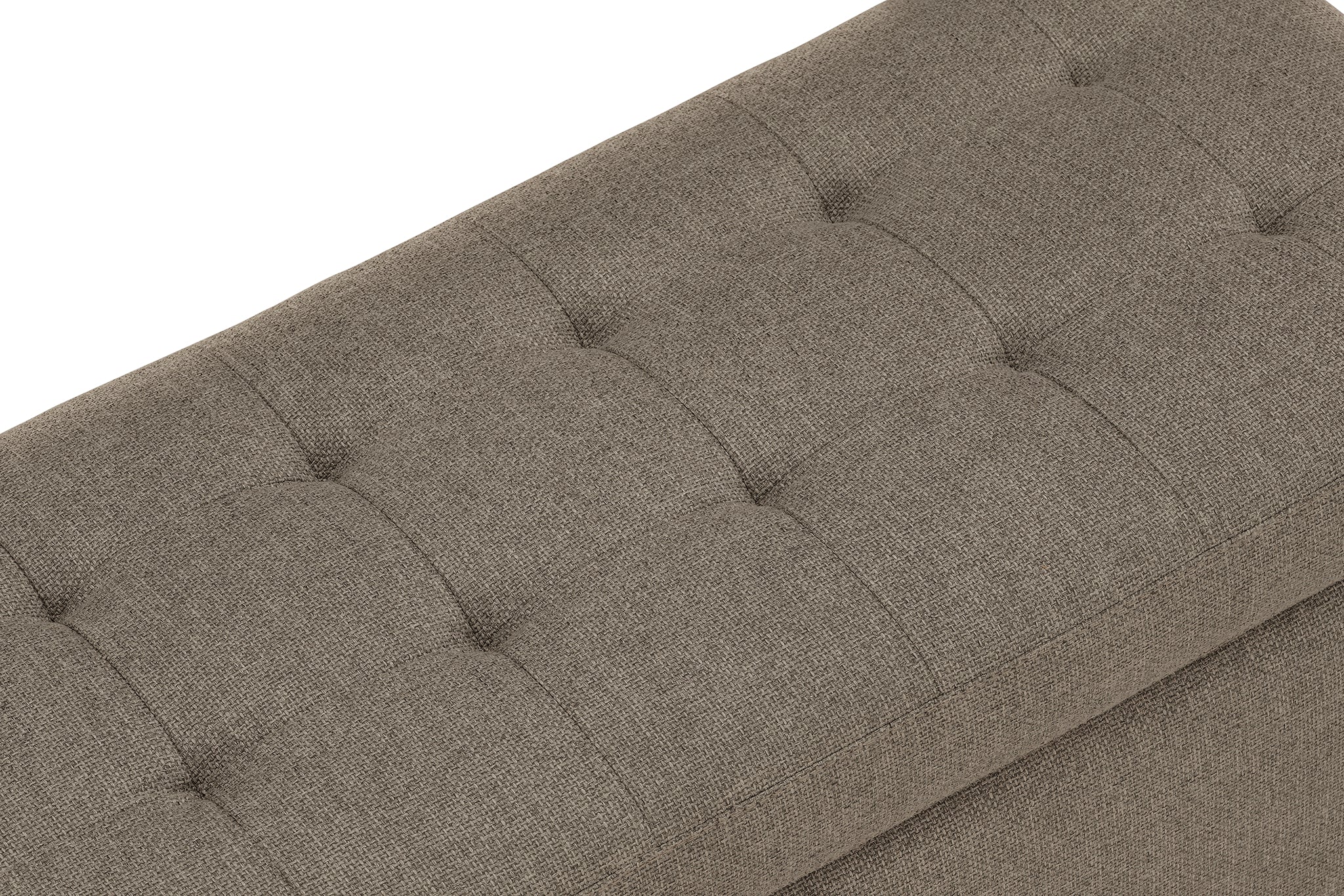 Banc CARAMAGNA 110x45 cm rangement Made in Italy matelassé en tissu texturé gris tourterelle