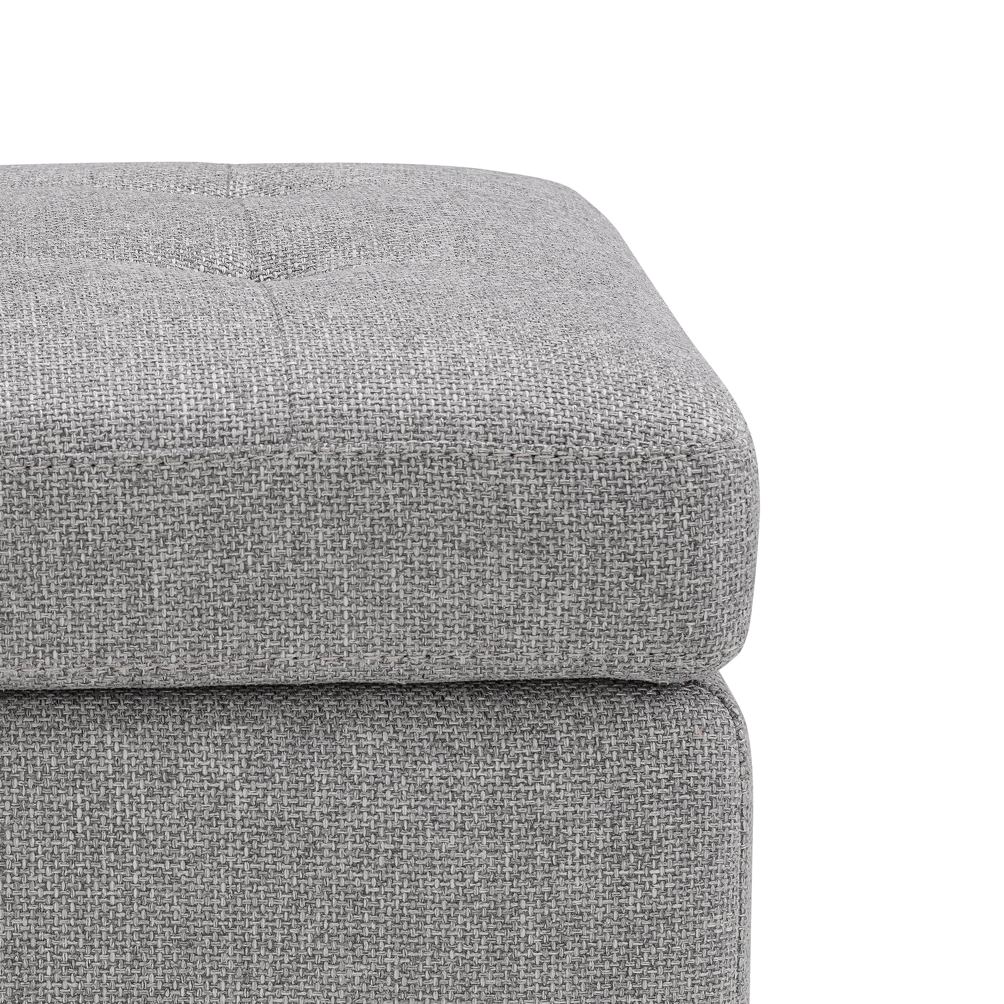 Banc CARAMAGNA 110x45 cm rangement Made in Italy matelassé en tissu texturé gris