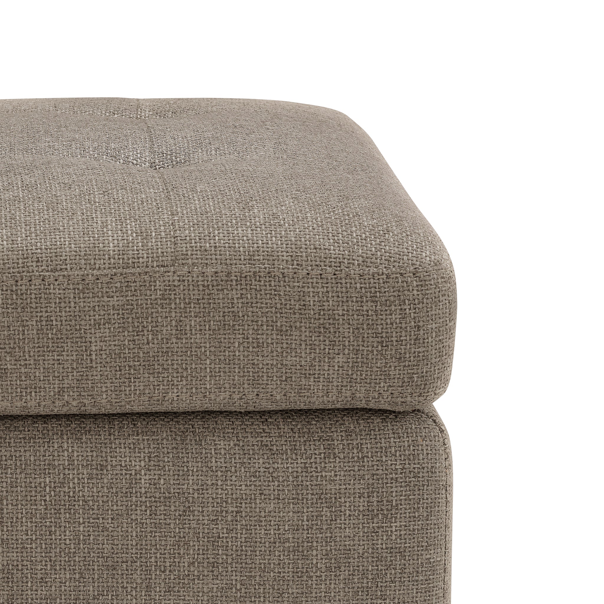 Banc CARAMAGNA 110x45 cm rangement Made in Italy matelassé en tissu texturé gris tourterelle