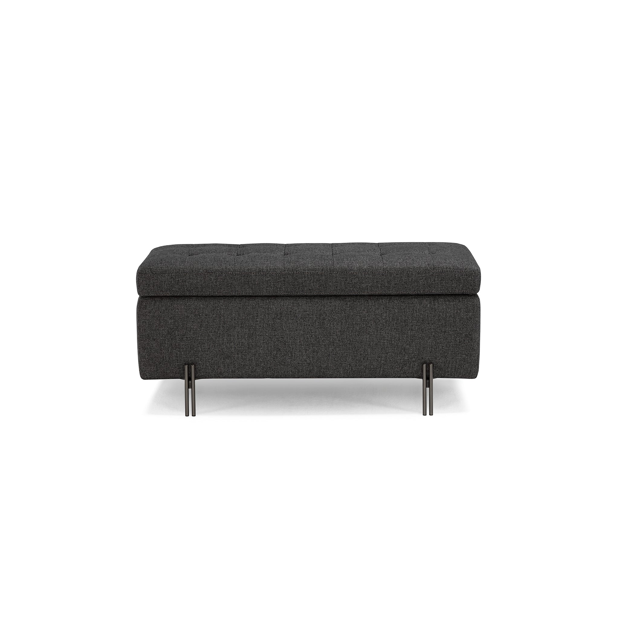 Banc CARAMAGNA 110x45 cm rangement Made in Italy matelassé en tissu texturé anthracite