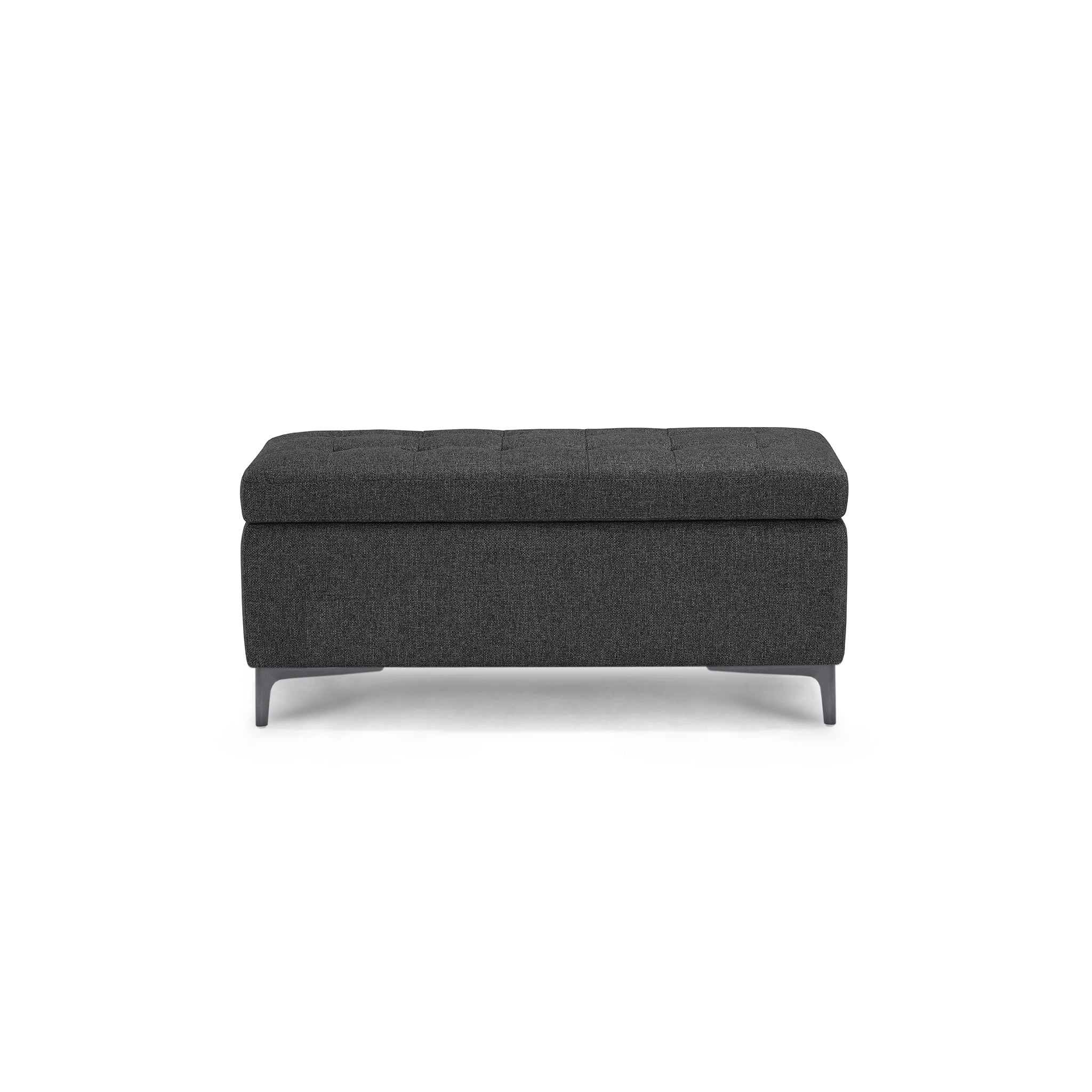 Banc CORBARA 110x50 cm rangement Made in Italy matelassé en tissu tramé Anthracite