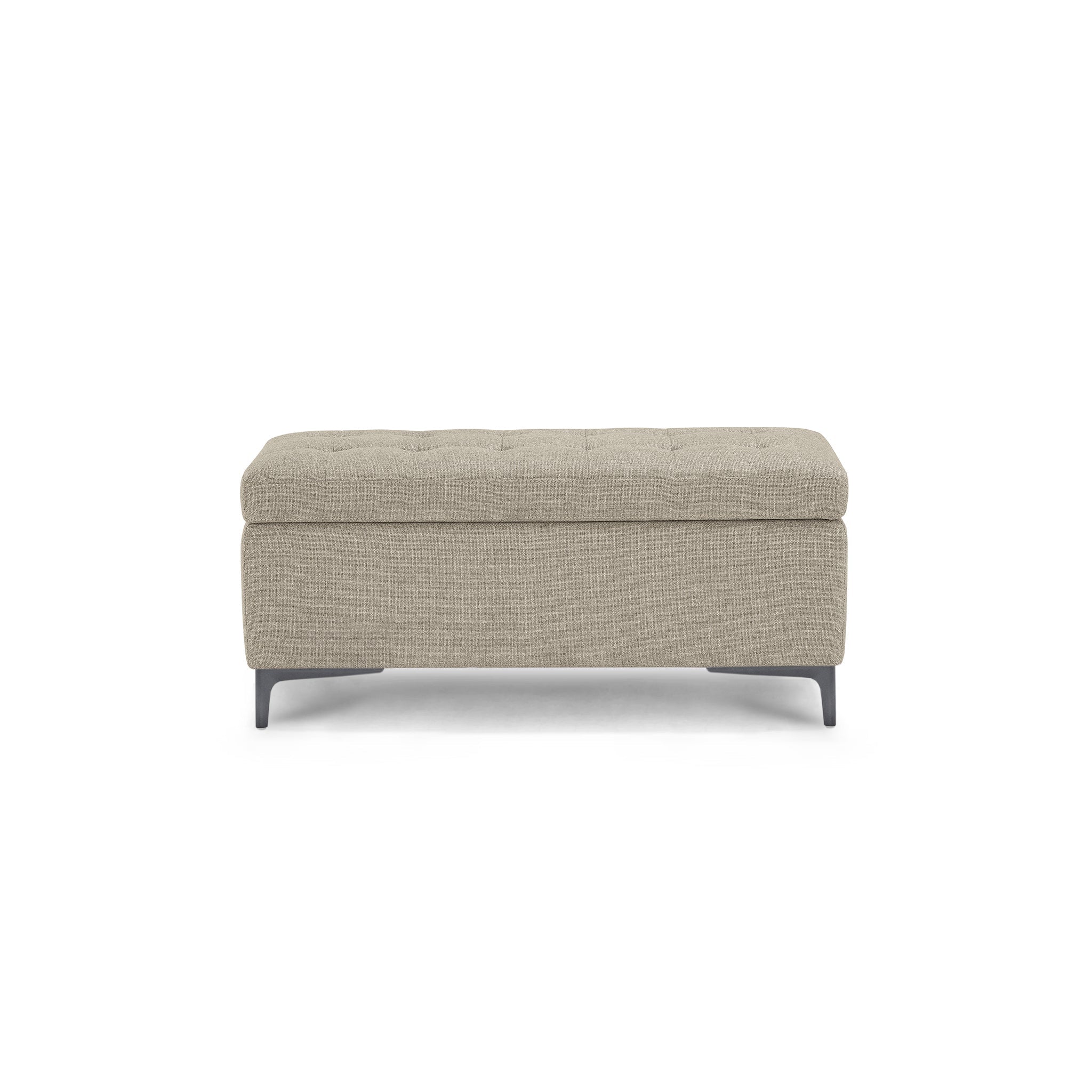 Banc CORBARA 110x50 cm rangement Made in Italy matelassé en tissu tramé beige