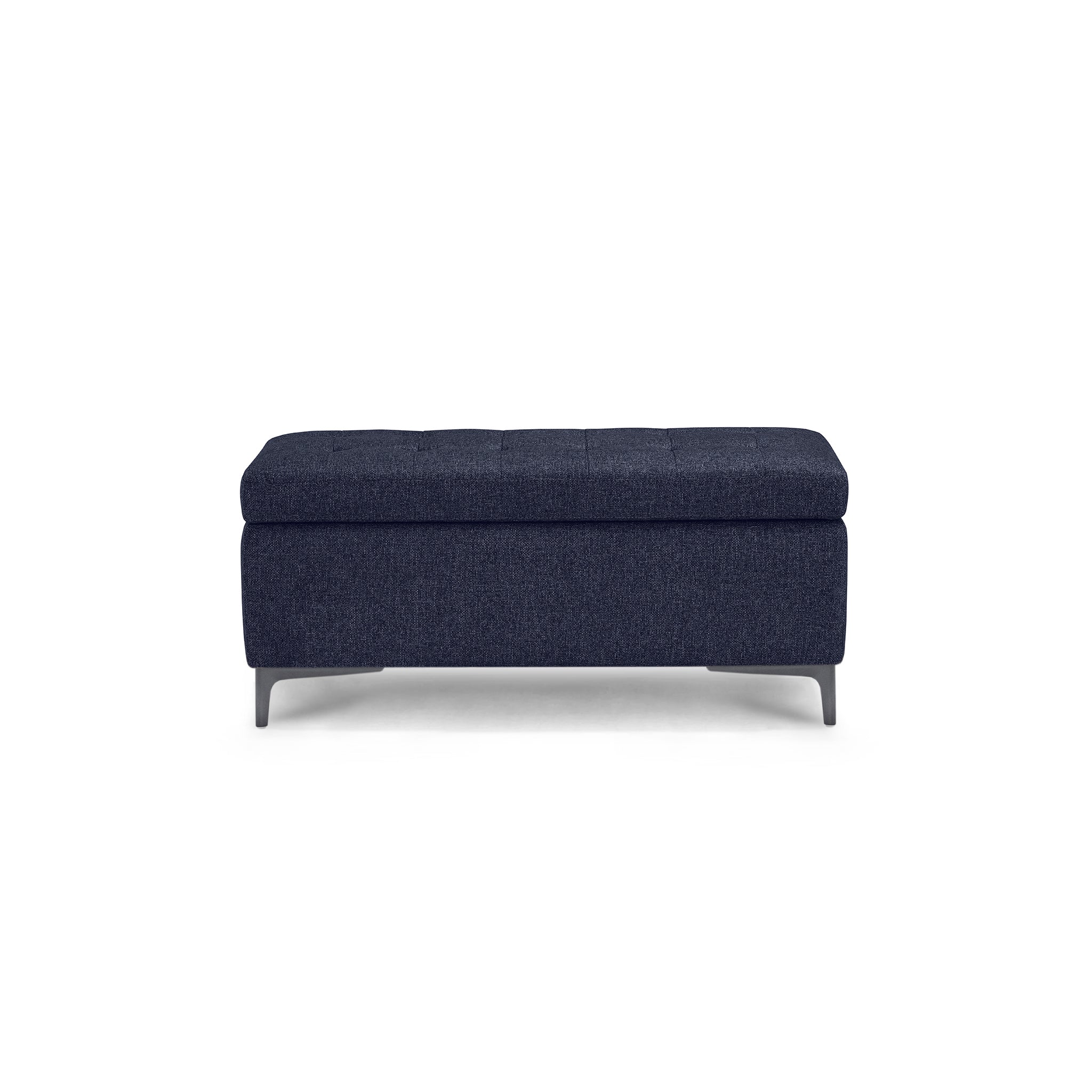 Banc CORBARA 110x50 cm rangement Made in Italy matelassé en tissu tramé Bleu
