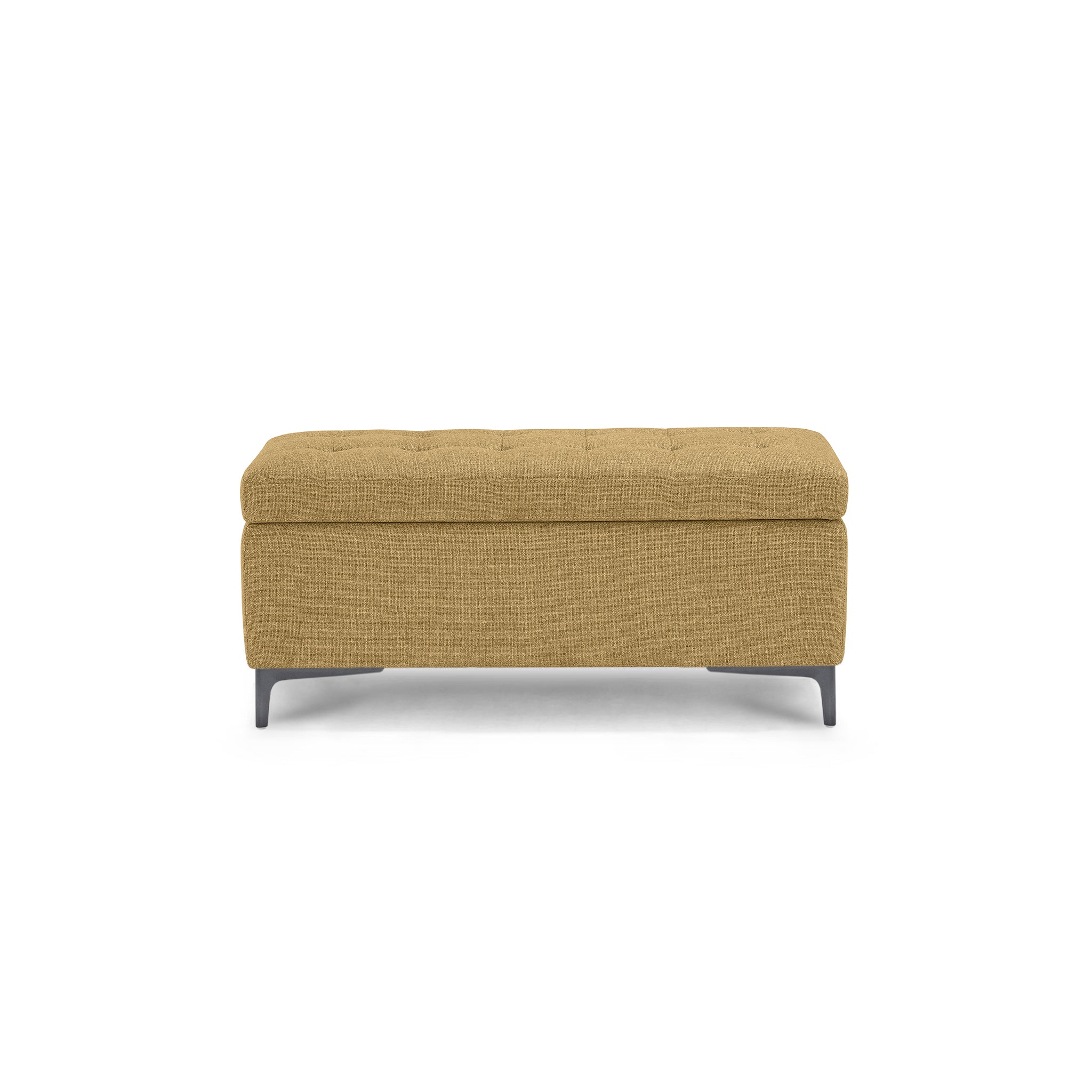 Banc CORBARA 110x50 cm rangement Made in Italy matelassé en tissu tramé jaune Ocre