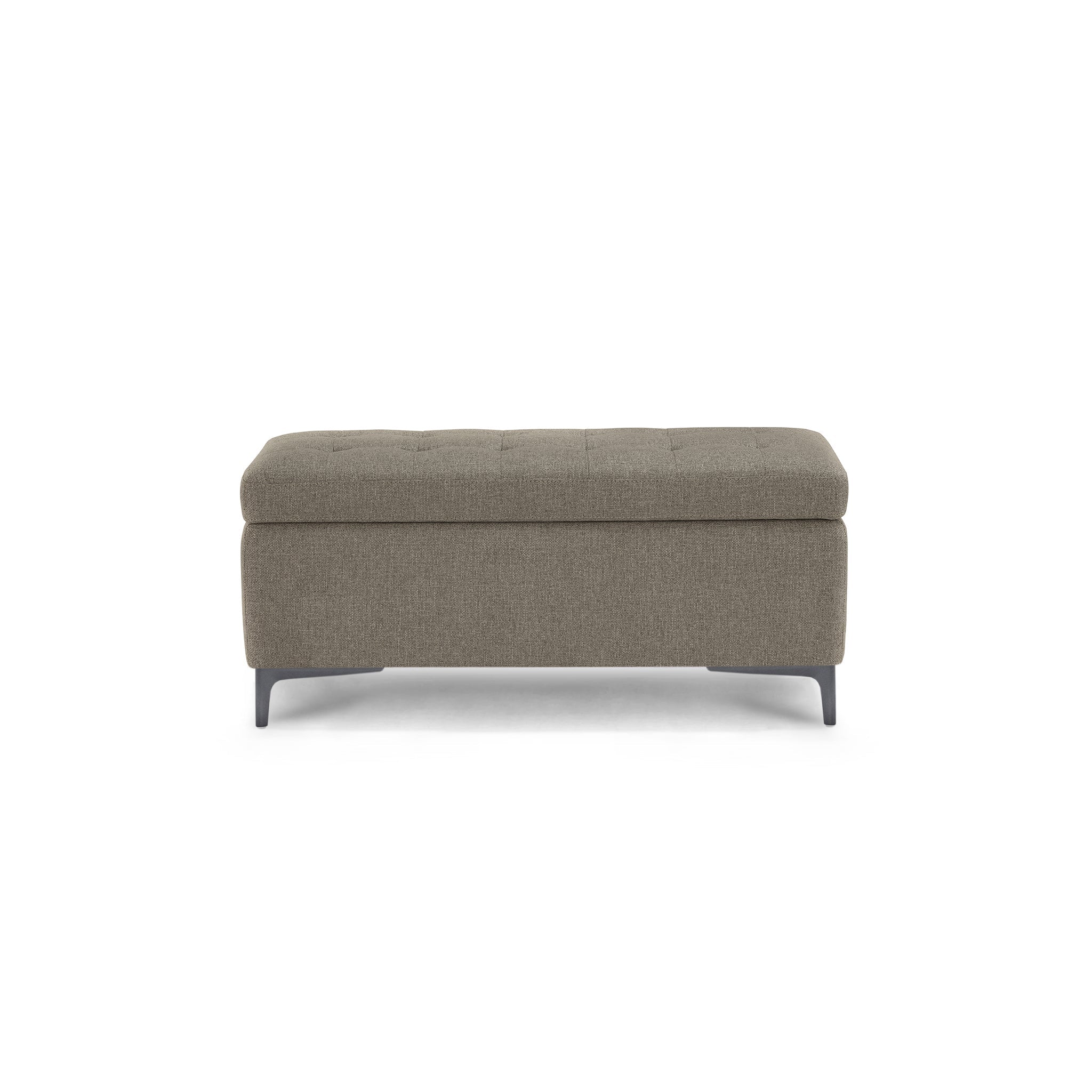 Banc CORBARA 110x50 cm rangement Made in Italy matelassé en tissu tramé gris tourterelle