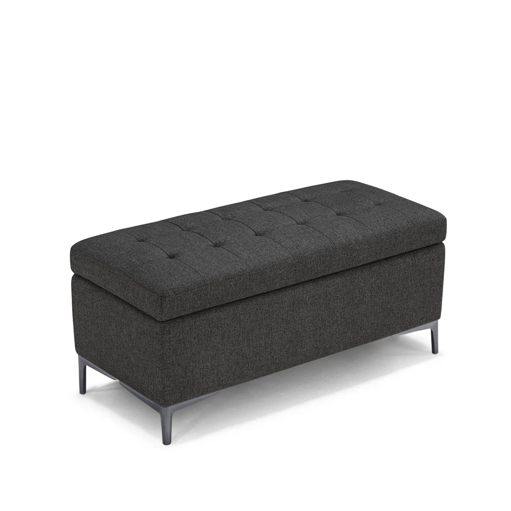 Banc CORBARA 110x50 cm rangement Made in Italy matelassé en tissu tramé Anthracite