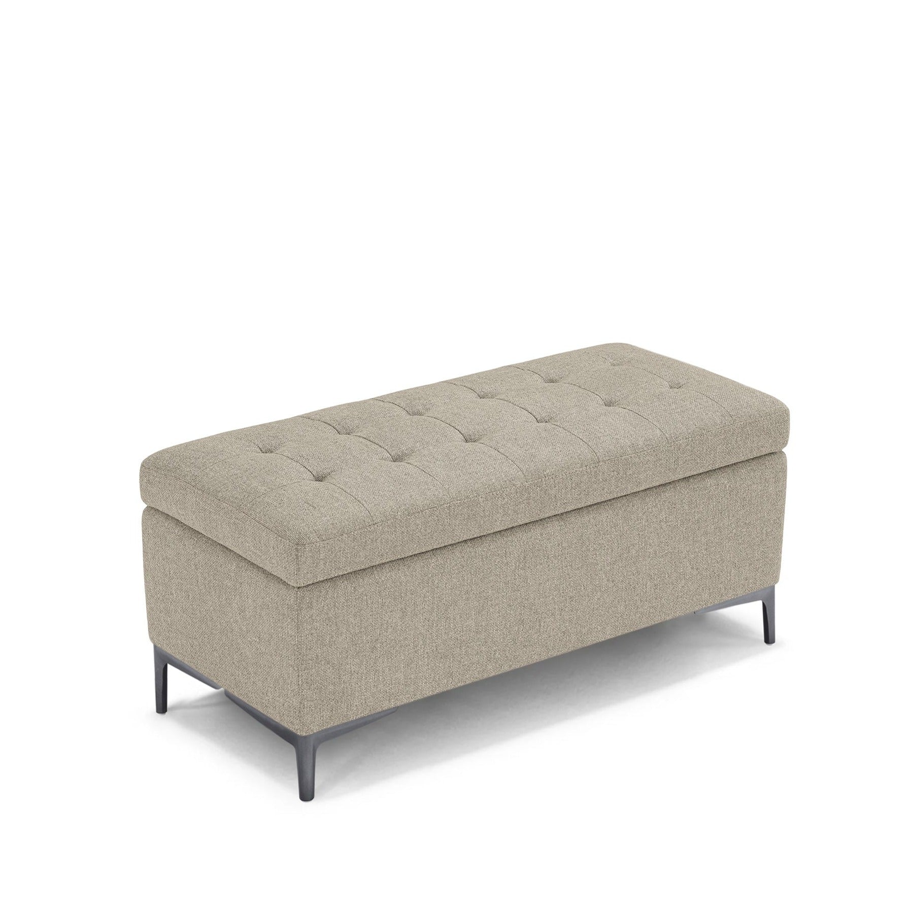 Banc CORBARA 110x50 cm rangement Made in Italy matelassé en tissu tramé beige